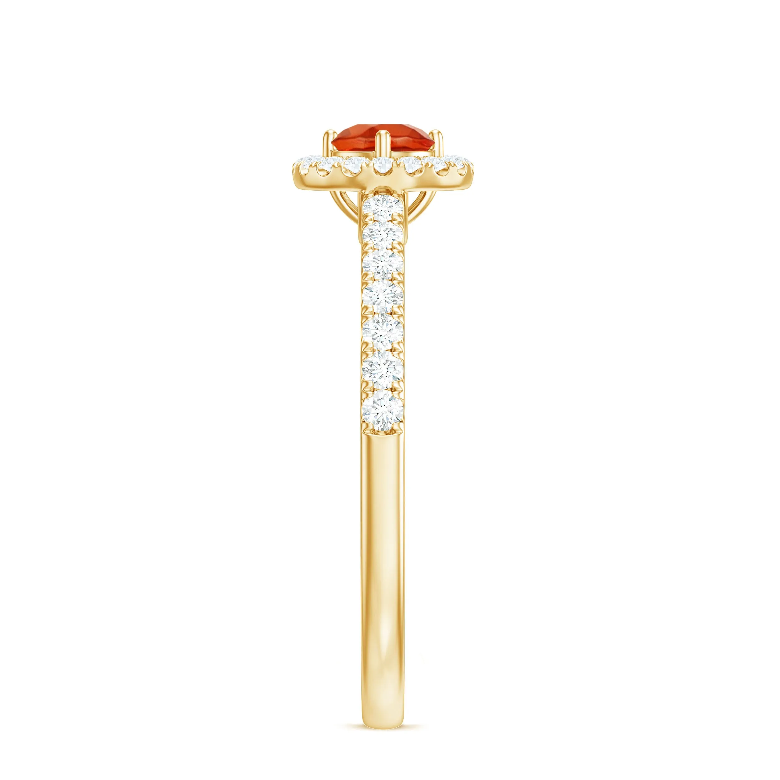 0.75 CT Fire Opal and Diamond Halo Engagement Ring
