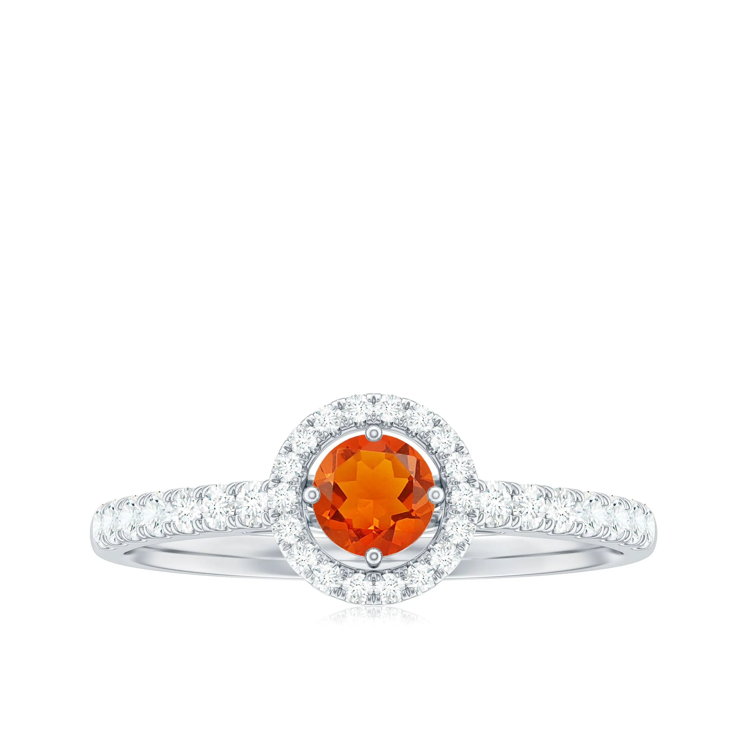 0.75 CT Fire Opal and Diamond Halo Engagement Ring
