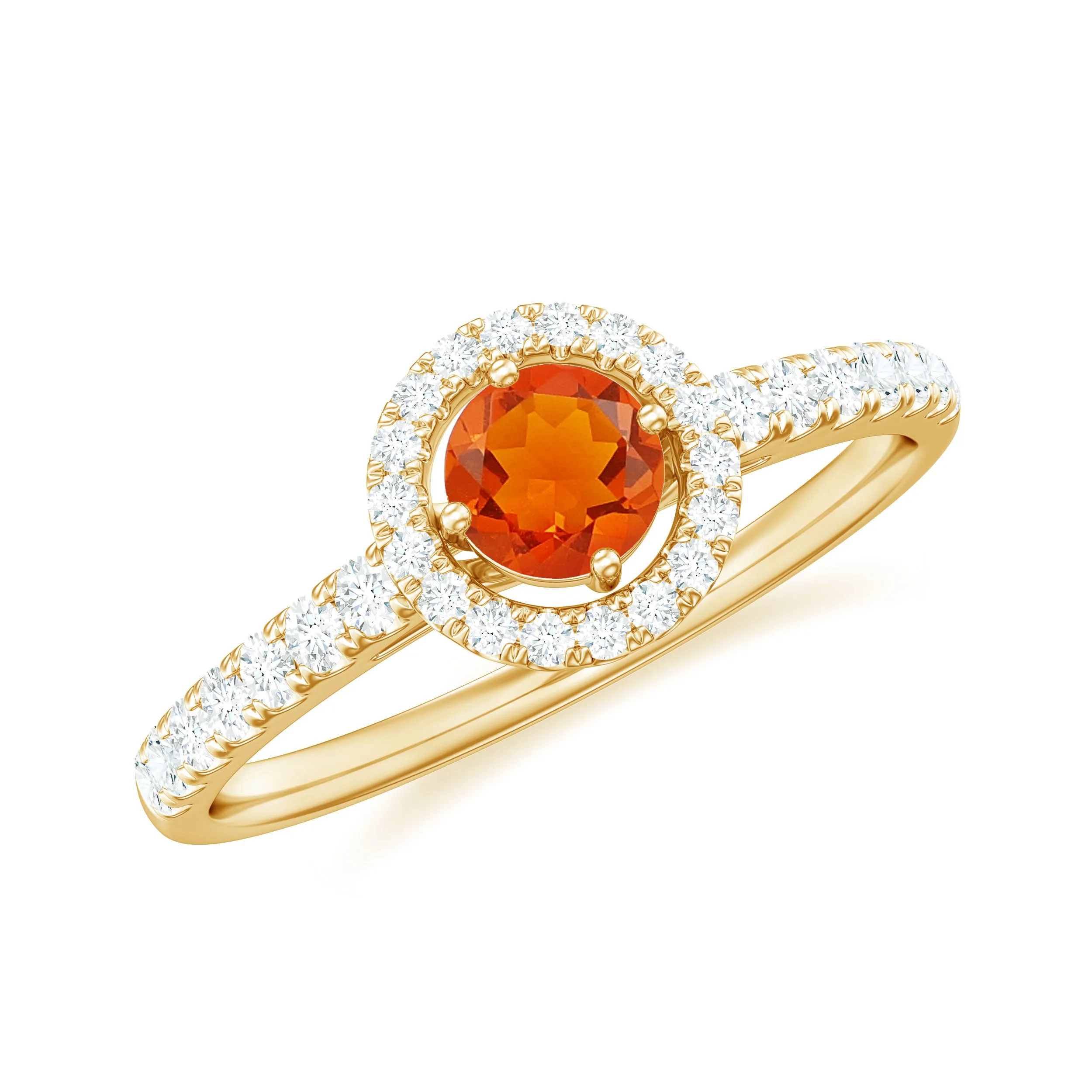 0.75 CT Fire Opal and Diamond Halo Engagement Ring