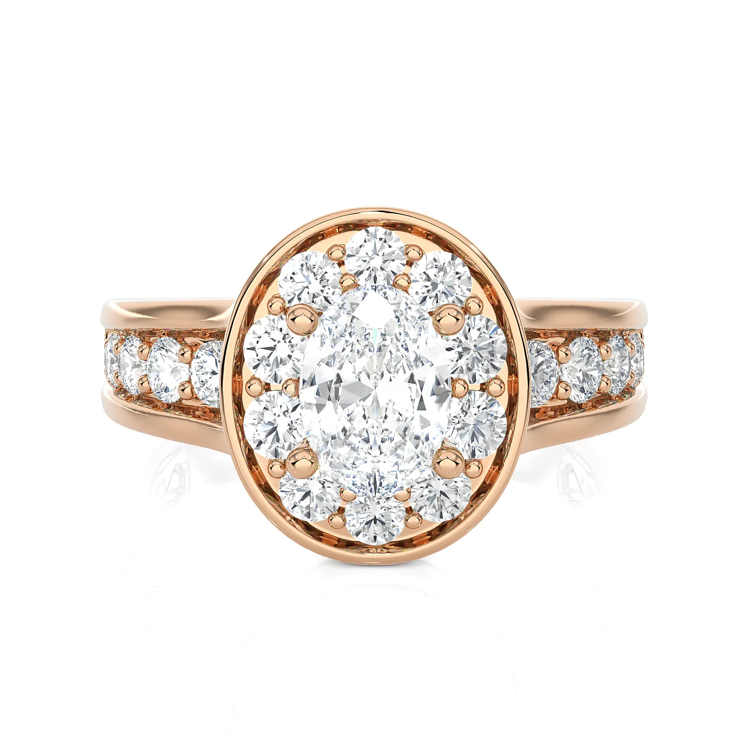1 3/4 ctw Oval Lab Grown Diamond Halo Engagement Ring