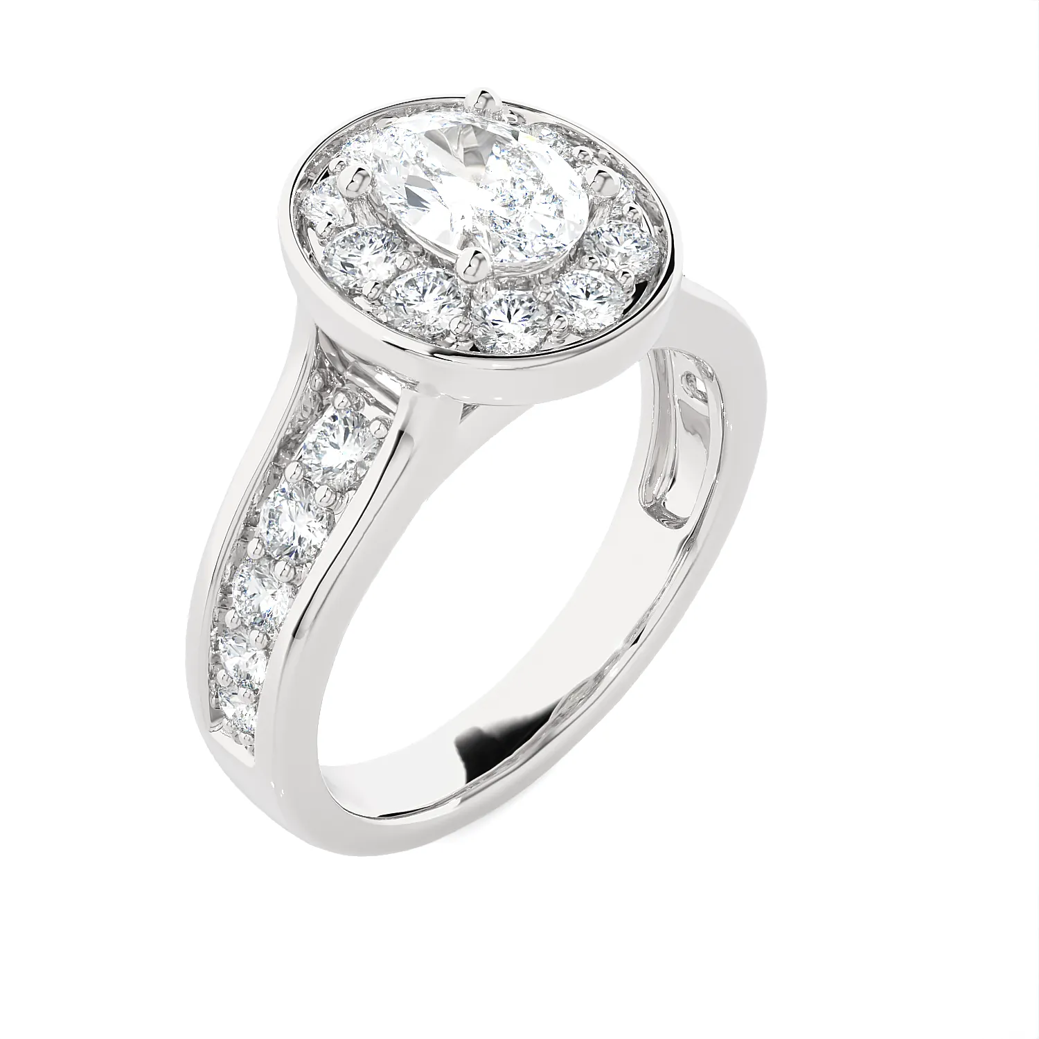 1 3/4 ctw Oval Lab Grown Diamond Halo Engagement Ring