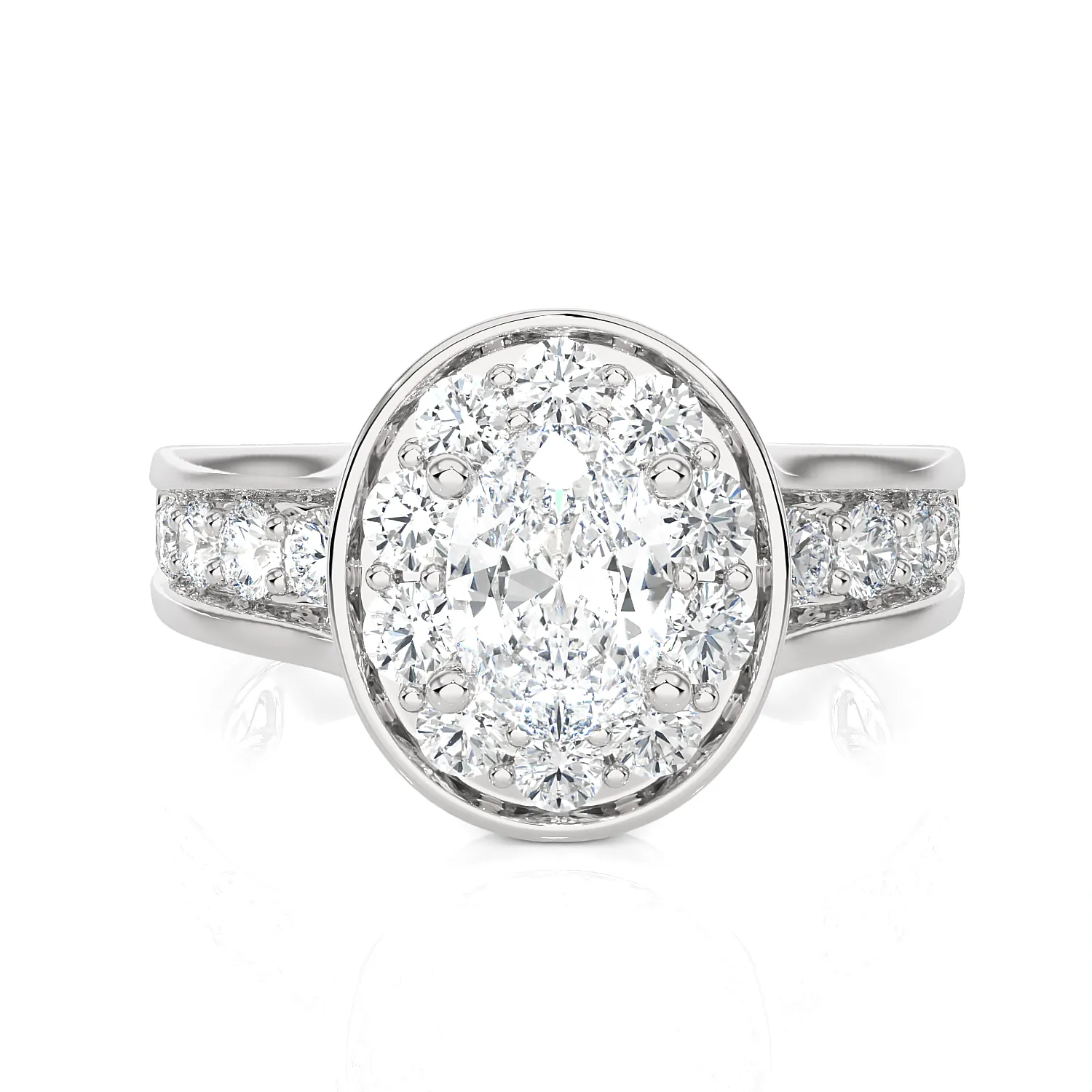 1 3/4 ctw Oval Lab Grown Diamond Halo Engagement Ring