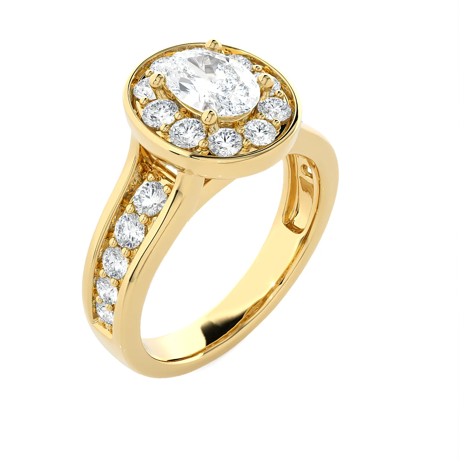 1 3/4 ctw Oval Lab Grown Diamond Halo Engagement Ring