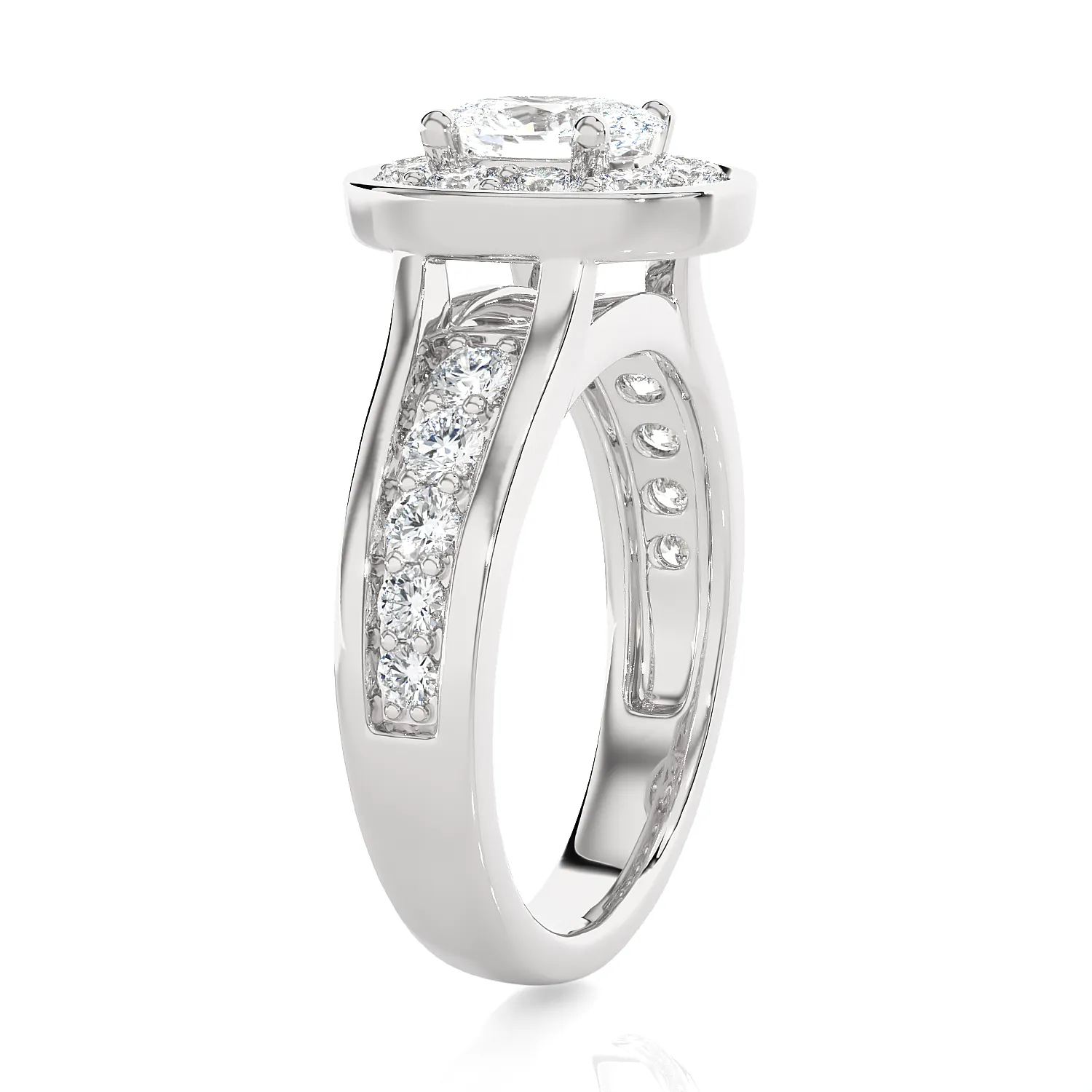 1 3/4 ctw Oval Lab Grown Diamond Halo Engagement Ring