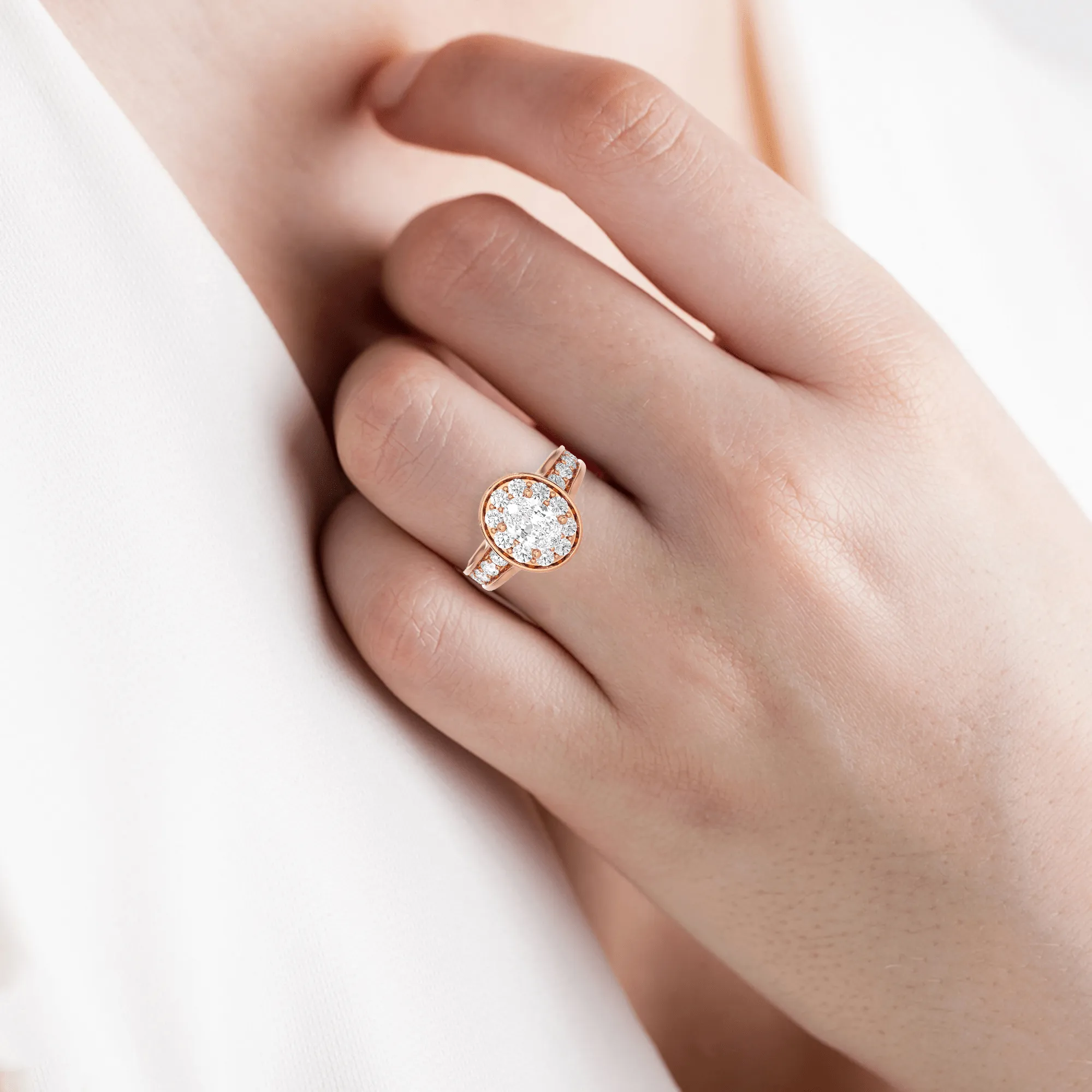 1 3/4 ctw Oval Lab Grown Diamond Halo Engagement Ring
