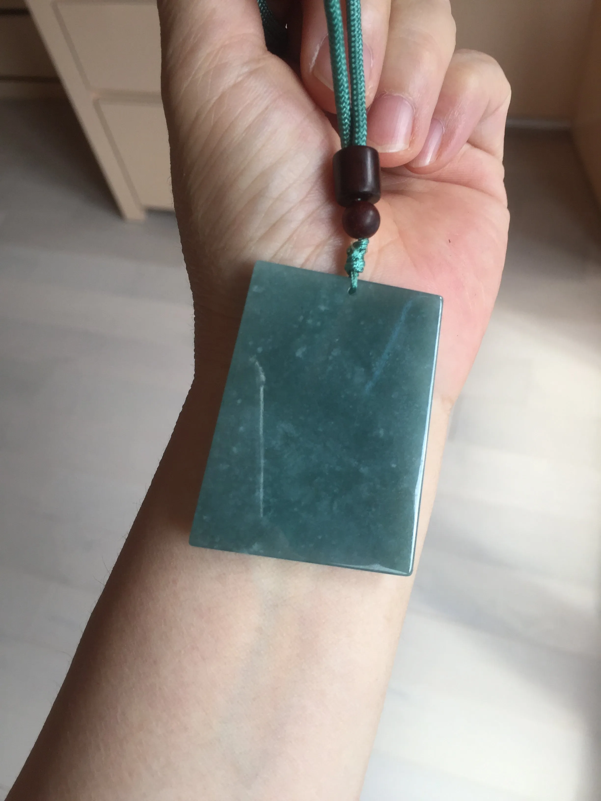 100% Natural type A green/blue/gray Guatemala jadeite Jade shadow carving buddha pendant necklace BP114