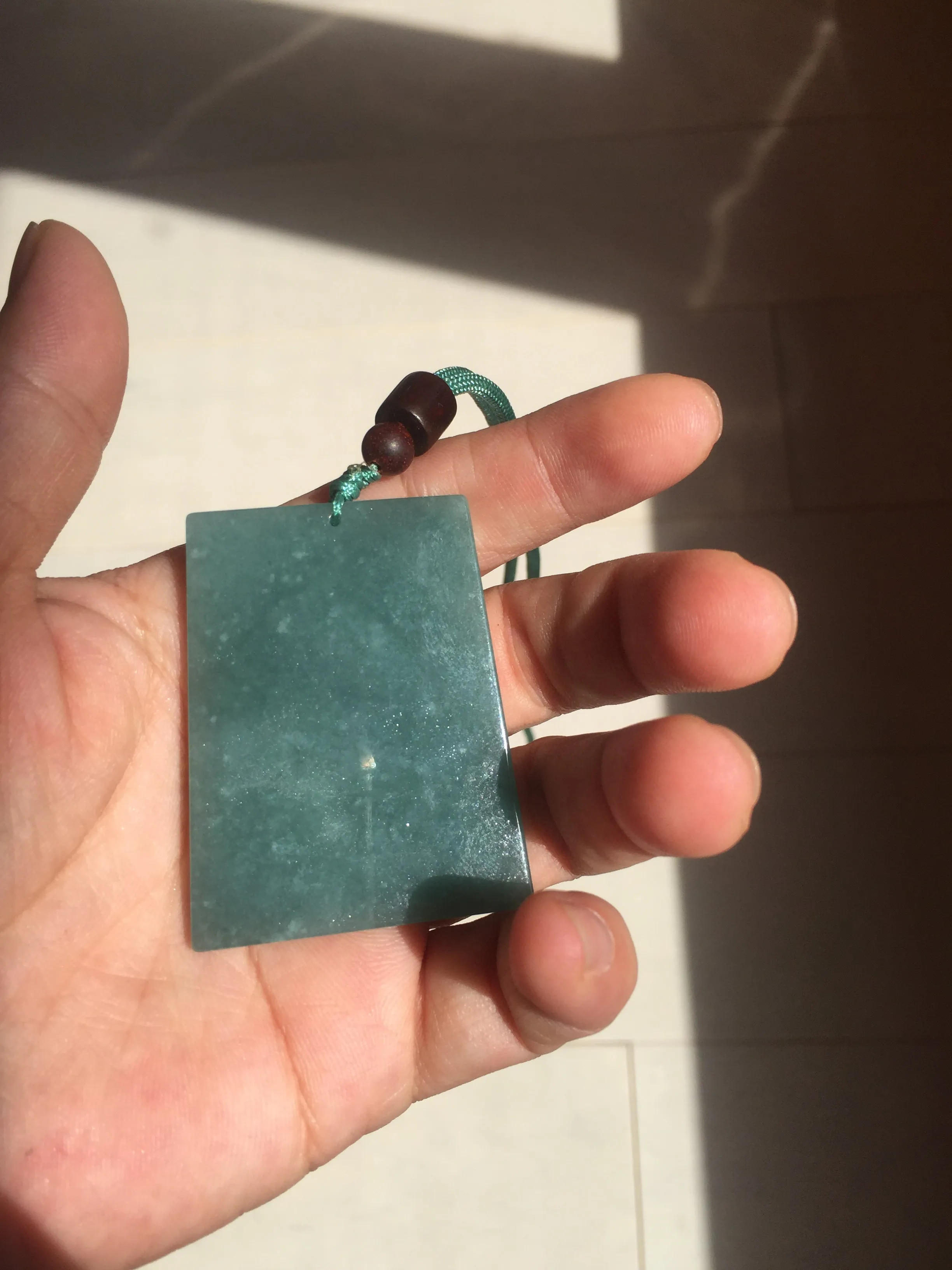 100% Natural type A green/blue/gray Guatemala jadeite Jade shadow carving buddha pendant necklace BP114
