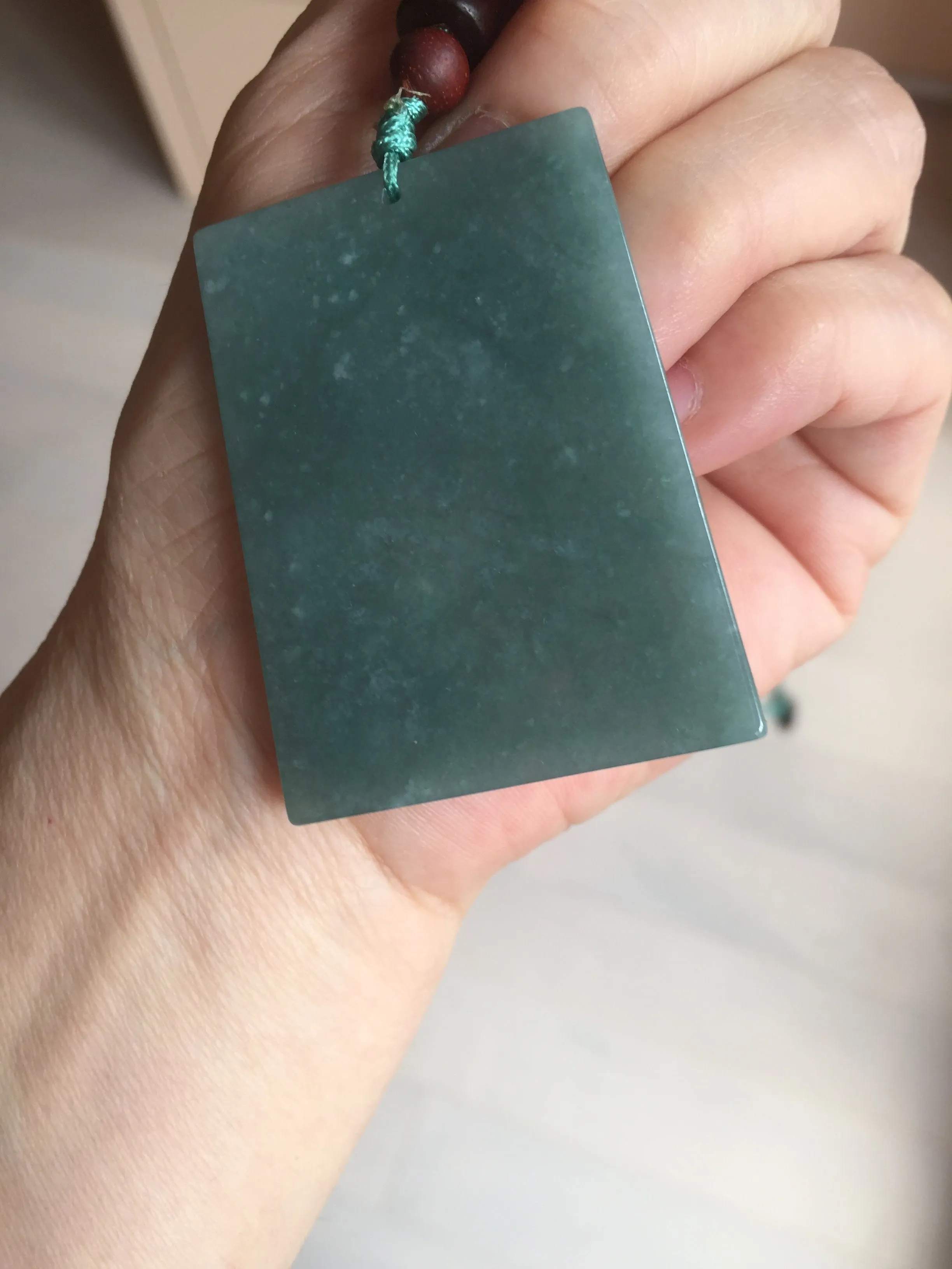 100% Natural type A green/blue/gray Guatemala jadeite Jade shadow carving buddha pendant necklace BP114