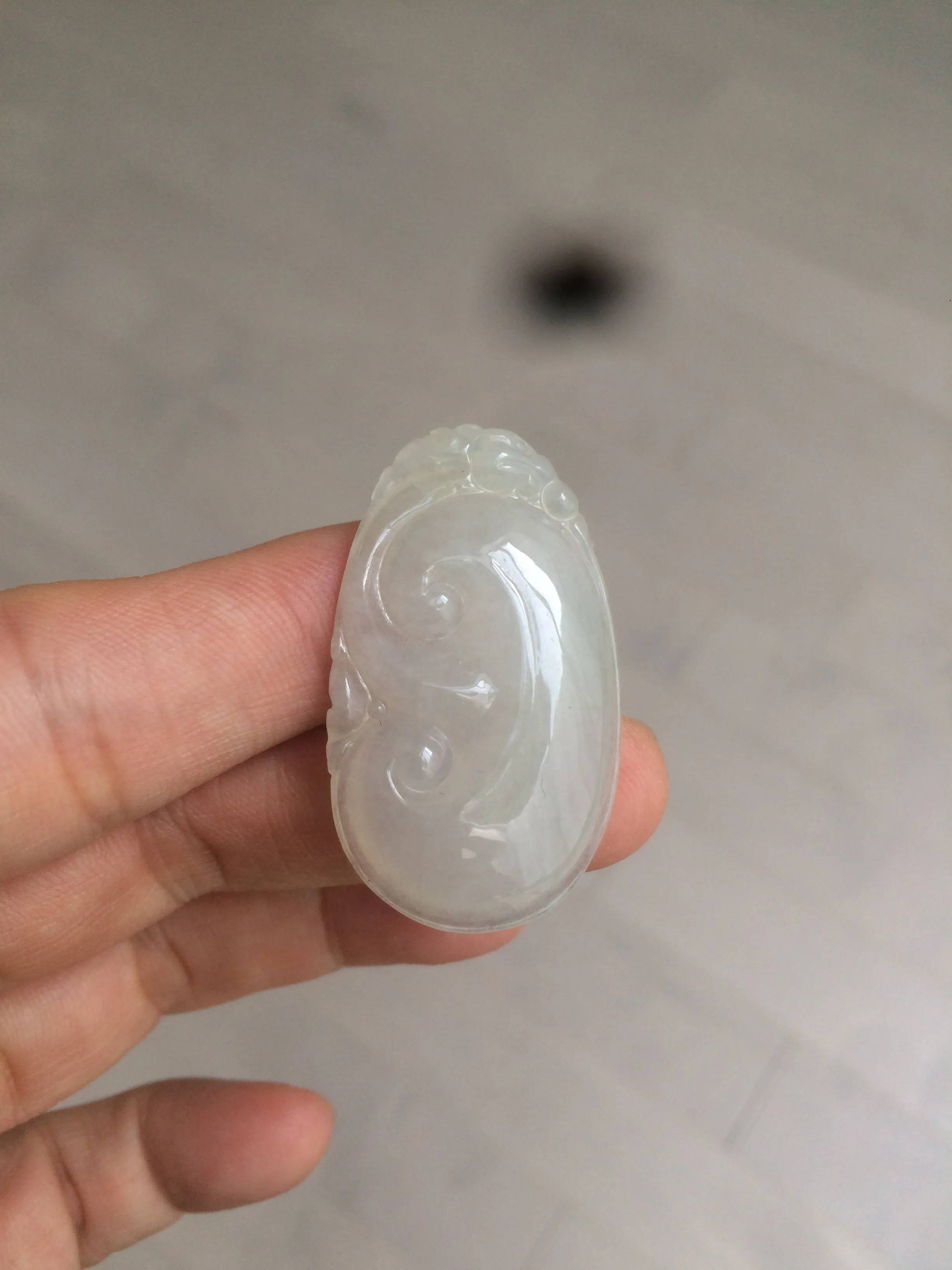 100% Natural type A icy watery fine texture Jadeite Jade RuYi(如意) pendant AY21