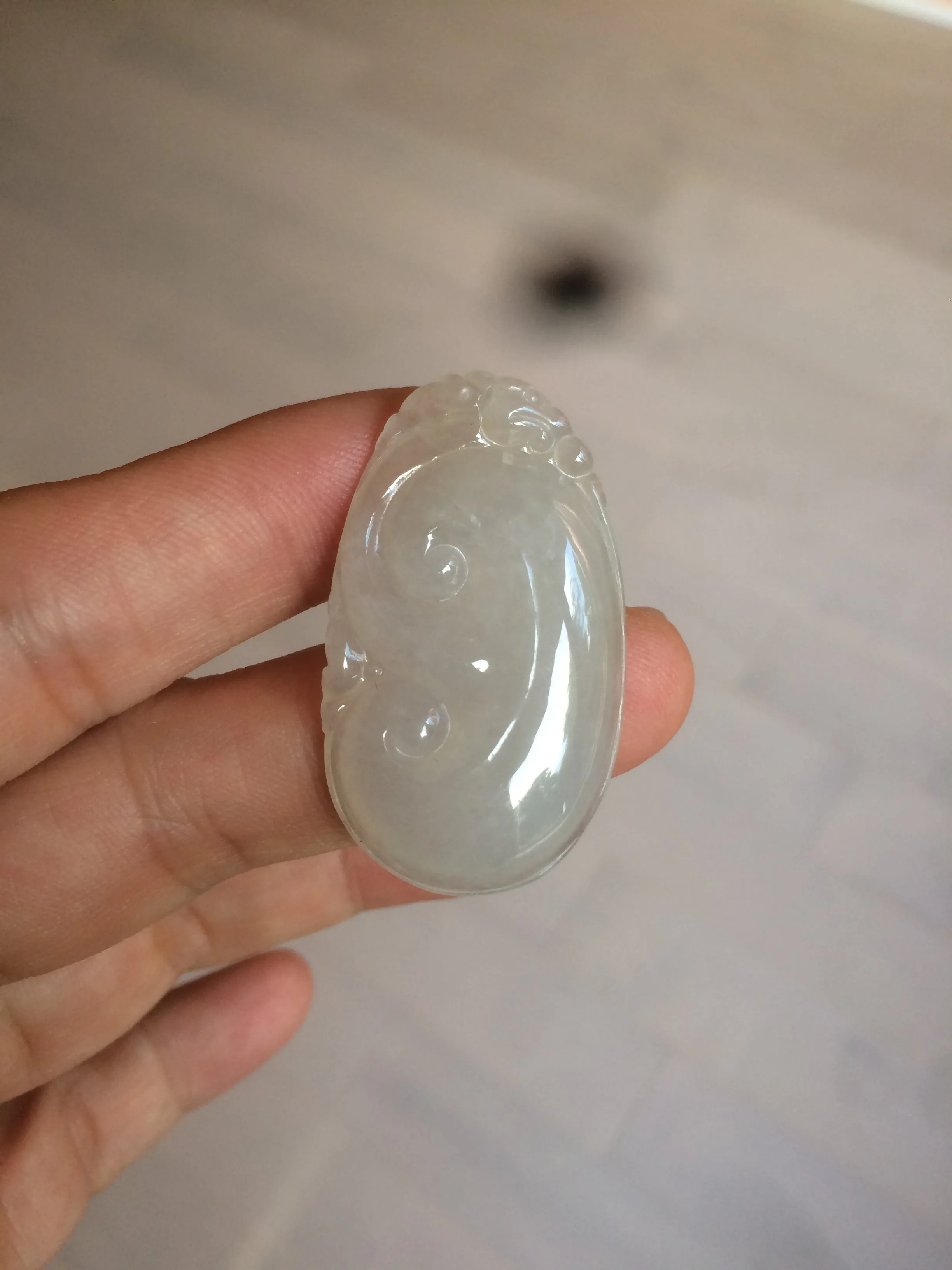 100% Natural type A icy watery fine texture Jadeite Jade RuYi(如意) pendant AY21