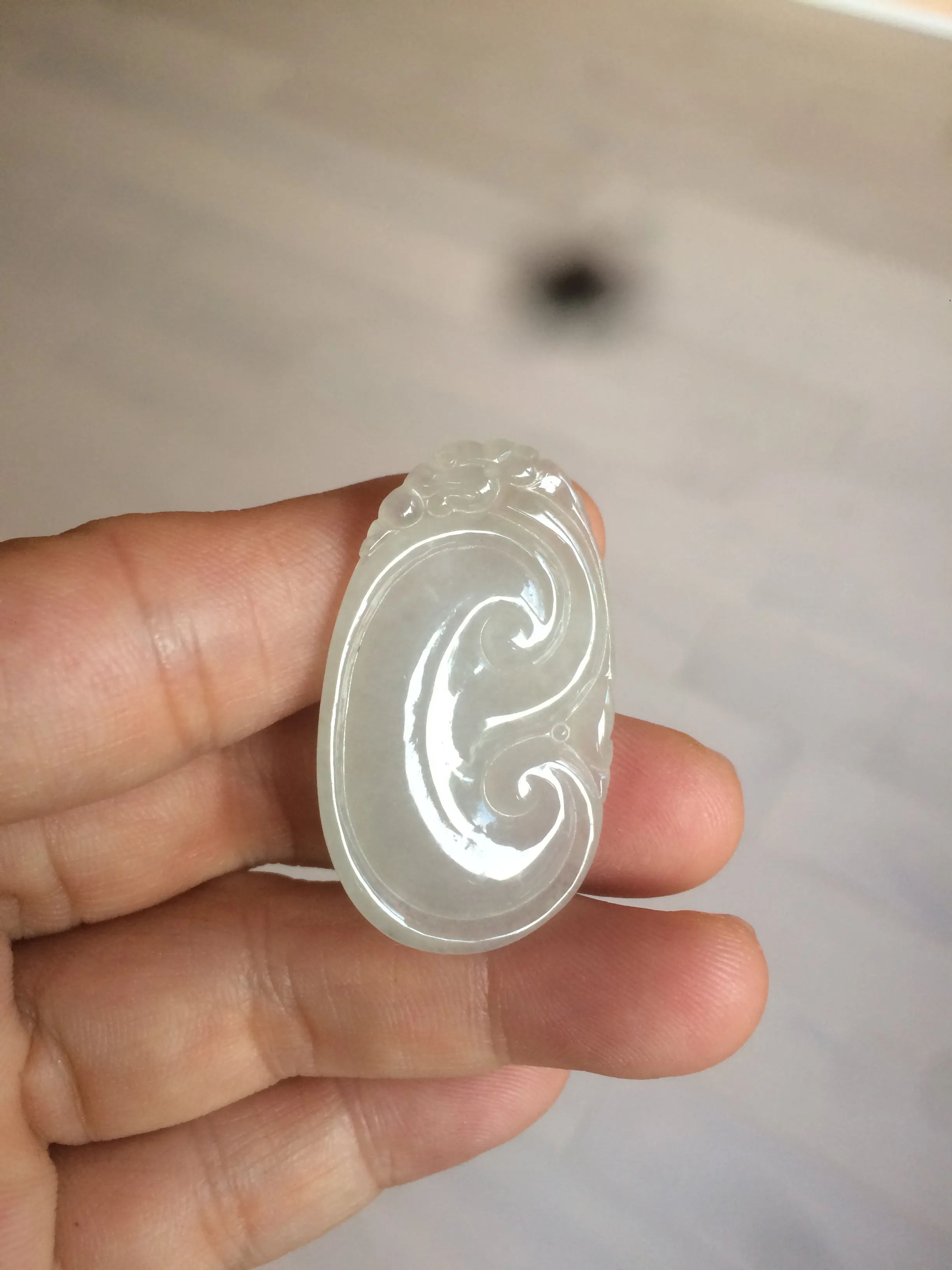 100% Natural type A icy watery fine texture Jadeite Jade RuYi(如意) pendant AY21