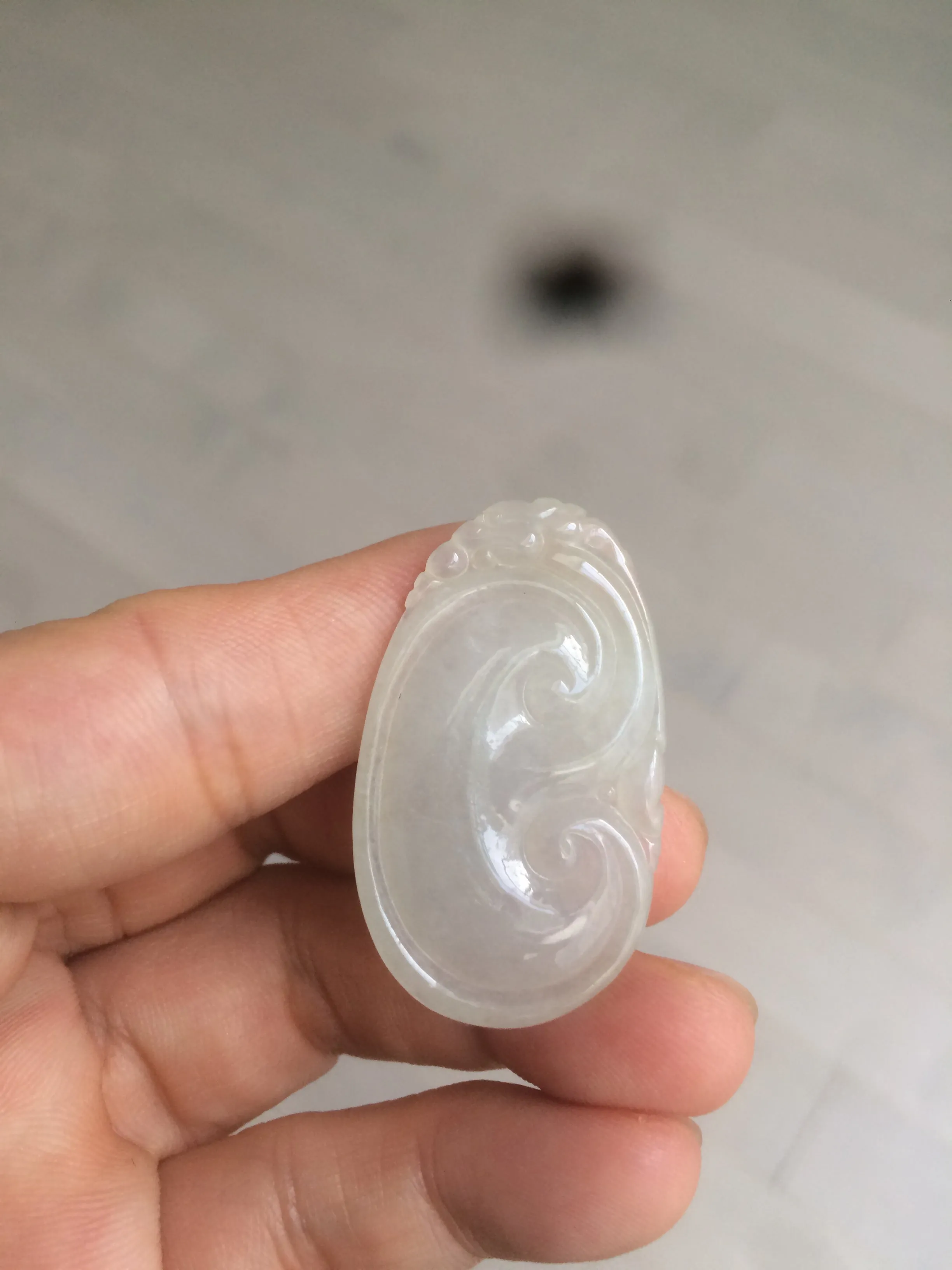 100% Natural type A icy watery fine texture Jadeite Jade RuYi(如意) pendant AY21