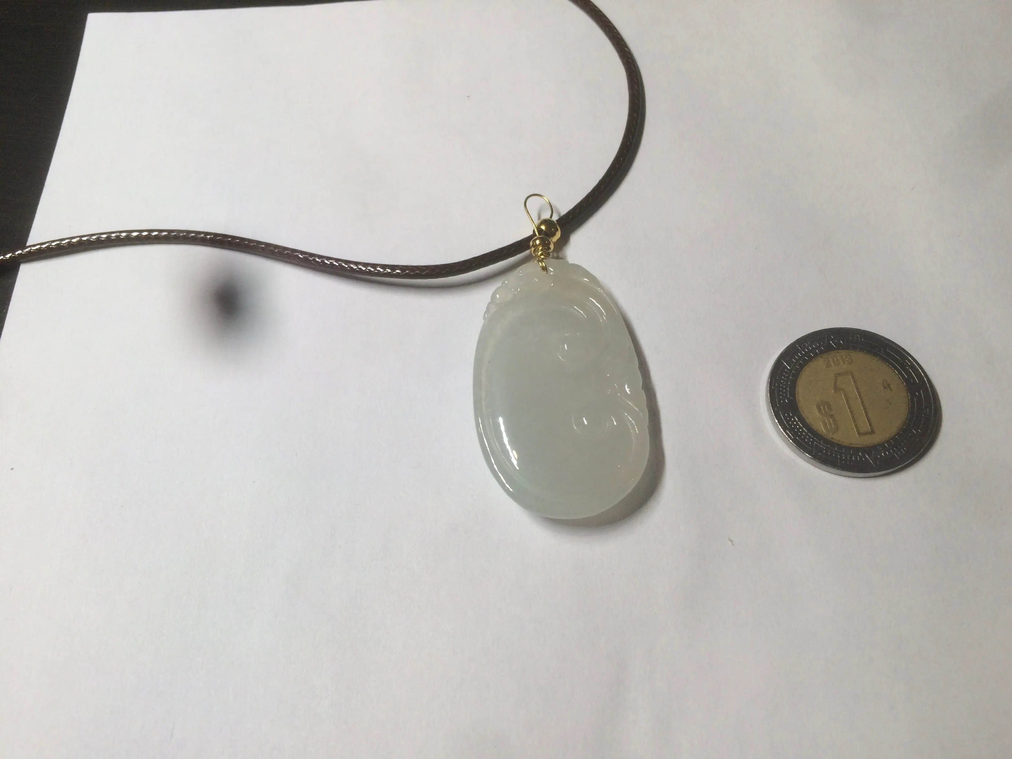 100% Natural type A icy watery fine texture Jadeite Jade RuYi(如意) pendant AY21