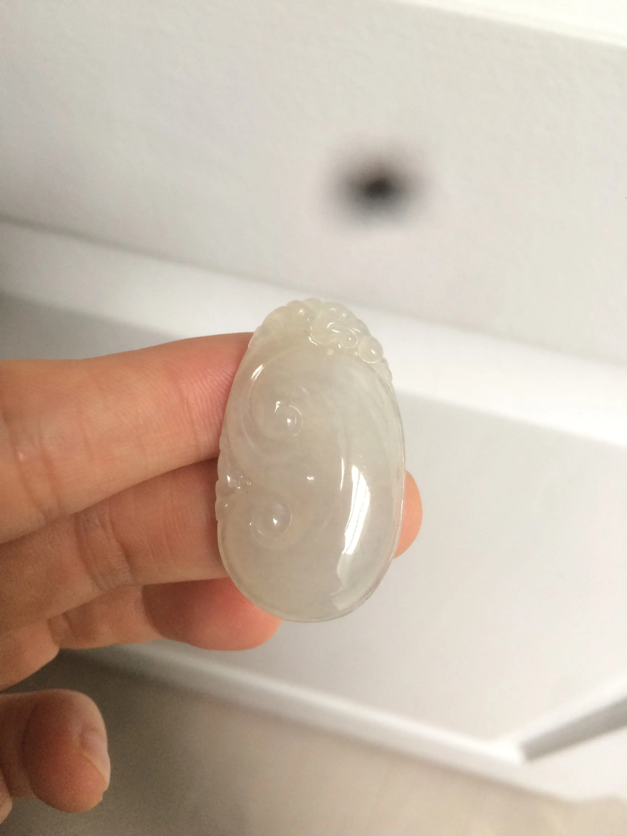 100% Natural type A icy watery fine texture Jadeite Jade RuYi(如意) pendant AY21