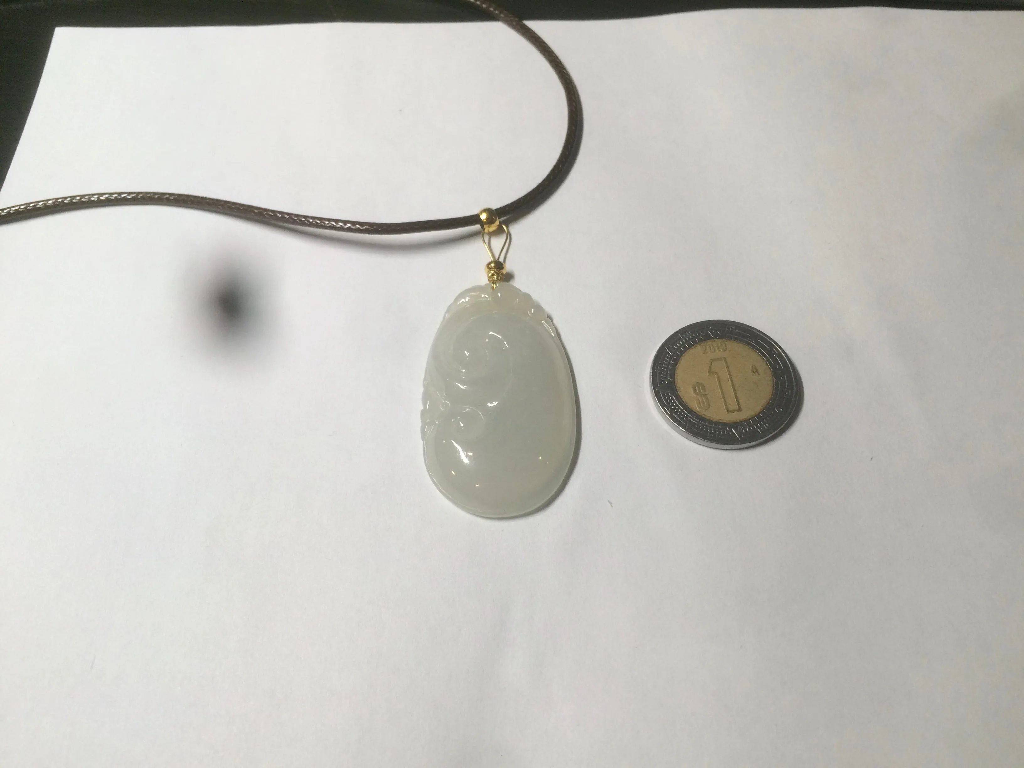 100% Natural type A icy watery fine texture Jadeite Jade RuYi(如意) pendant AY21