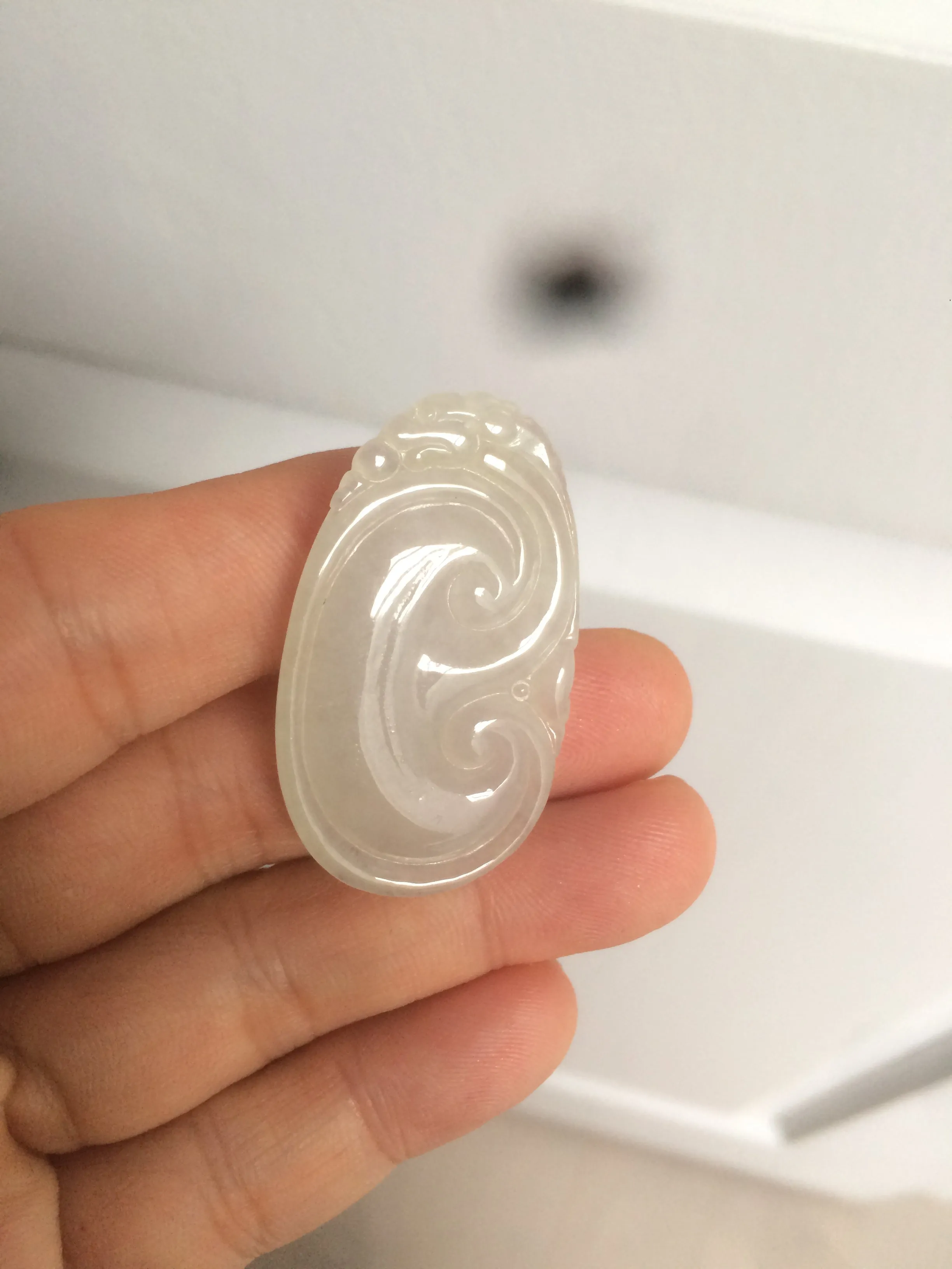 100% Natural type A icy watery fine texture Jadeite Jade RuYi(如意) pendant AY21