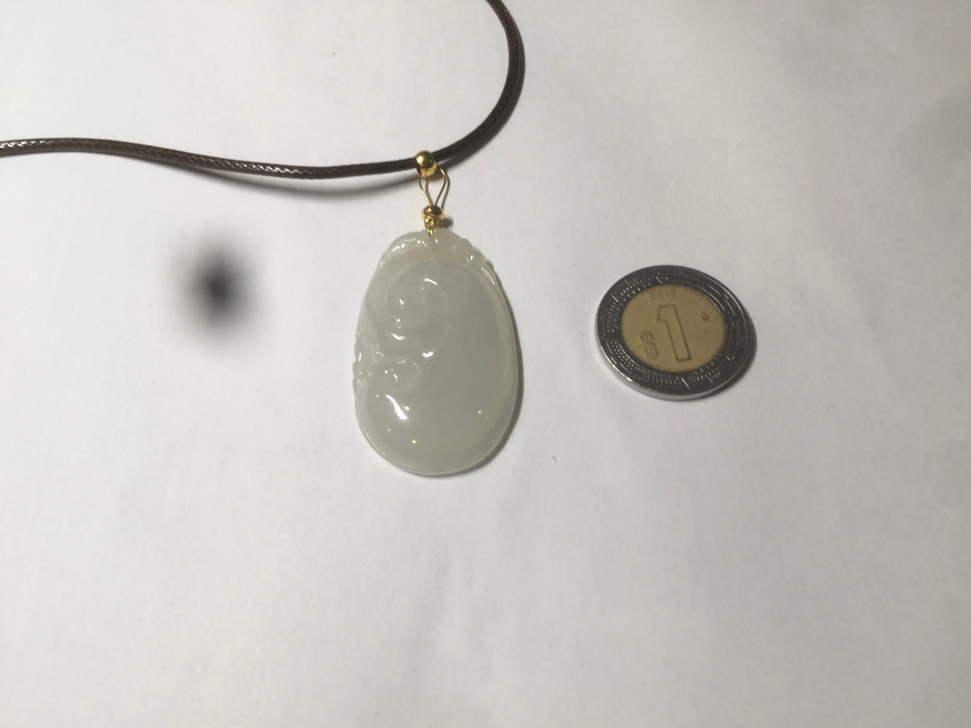 100% Natural type A icy watery fine texture Jadeite Jade RuYi(如意) pendant AY21