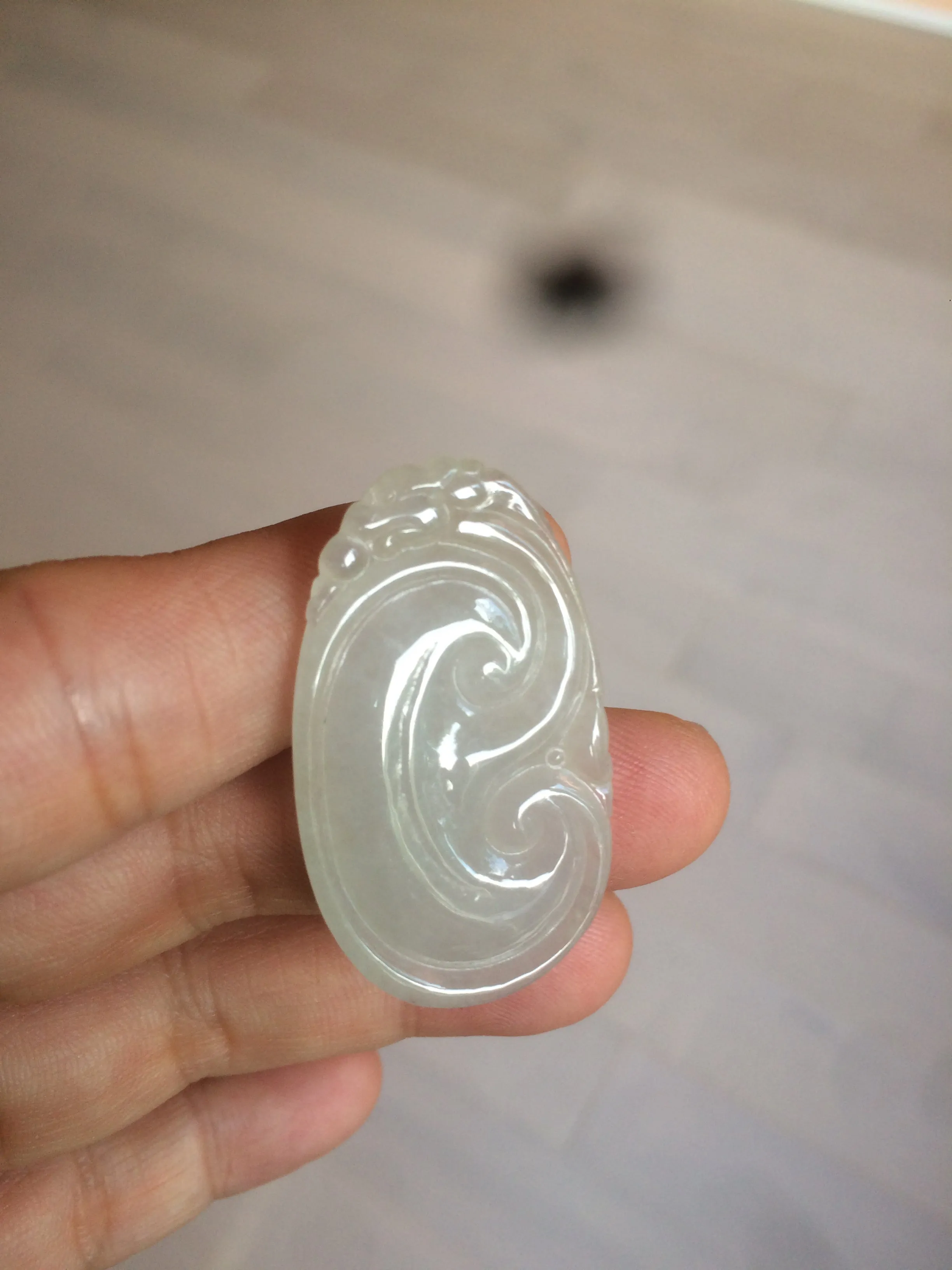 100% Natural type A icy watery fine texture Jadeite Jade RuYi(如意) pendant AY21