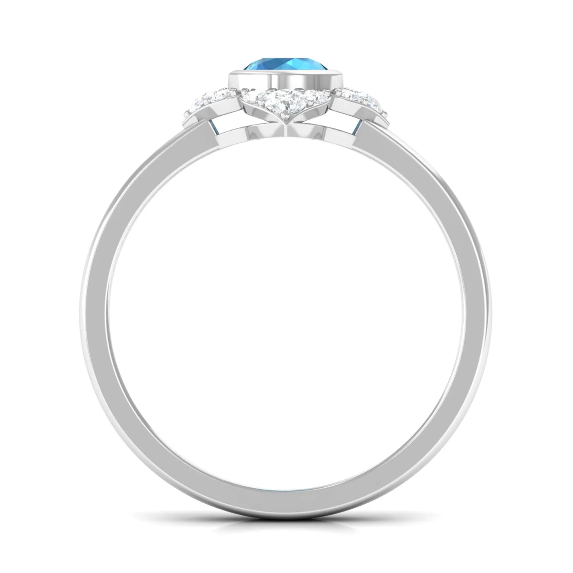 1/2 CT Natural Swiss Blue Topaz Engagement Ring with Diamond