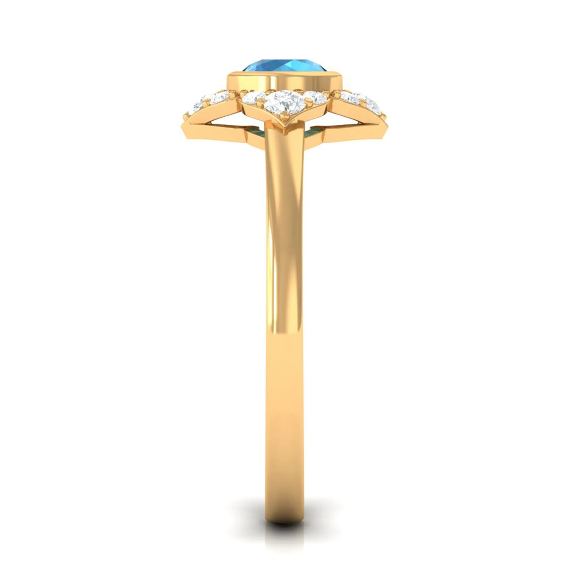 1/2 CT Natural Swiss Blue Topaz Engagement Ring with Diamond