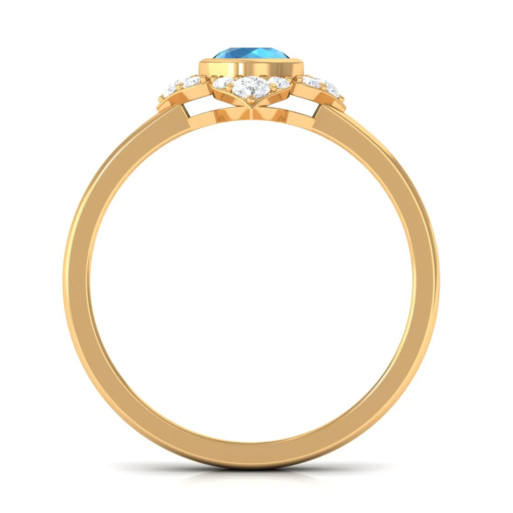 1/2 CT Natural Swiss Blue Topaz Engagement Ring with Diamond