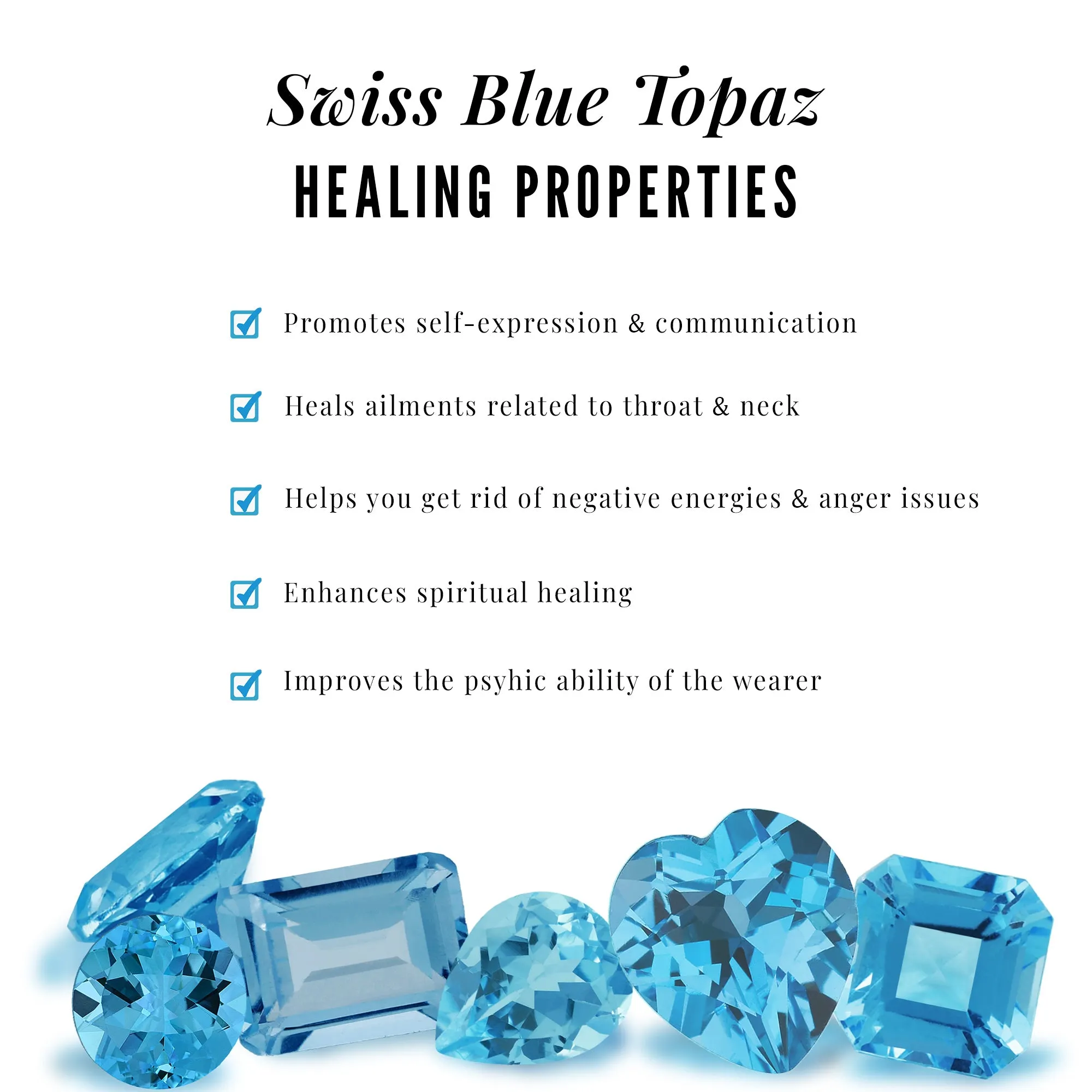 1/2 CT Natural Swiss Blue Topaz Engagement Ring with Diamond