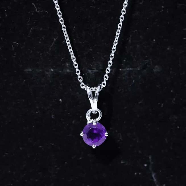 1/2 CT Round Amethyst Solitaire Pendant with Rabbit Ear Bail