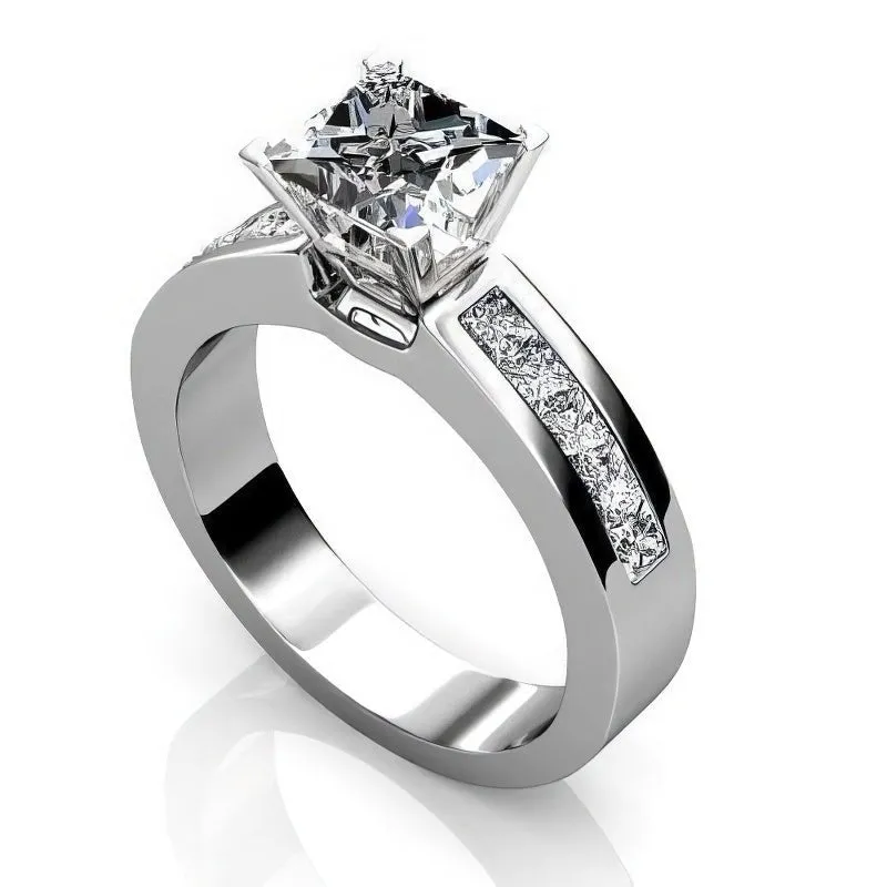 1.25-2.40 CT Princess Cut Diamonds - Engagement Ring