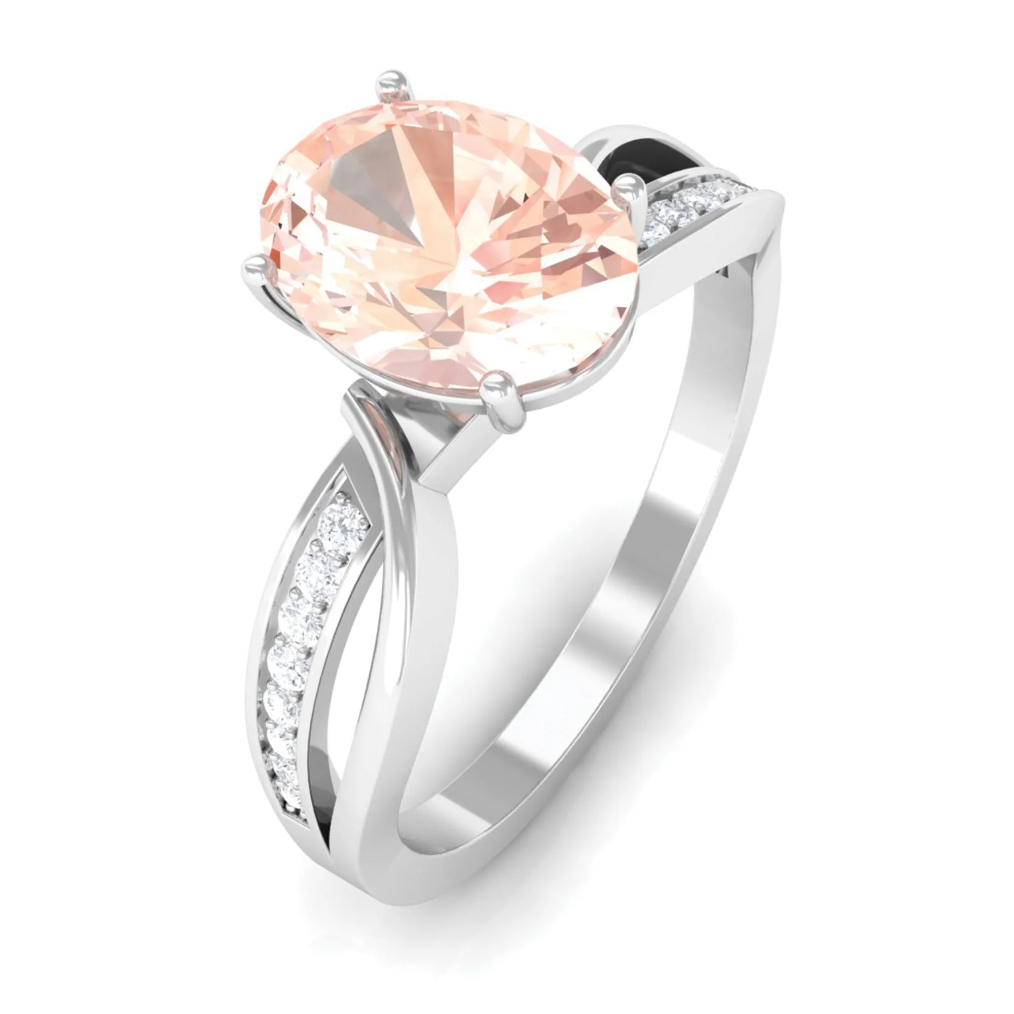 1.25 CT Infinity Shank Morganite Engagement Ring with Diamond