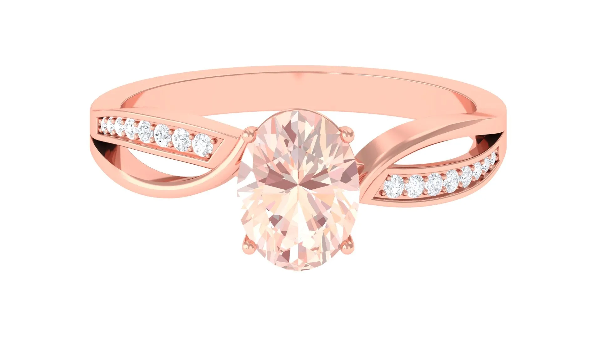1.25 CT Infinity Shank Morganite Engagement Ring with Diamond