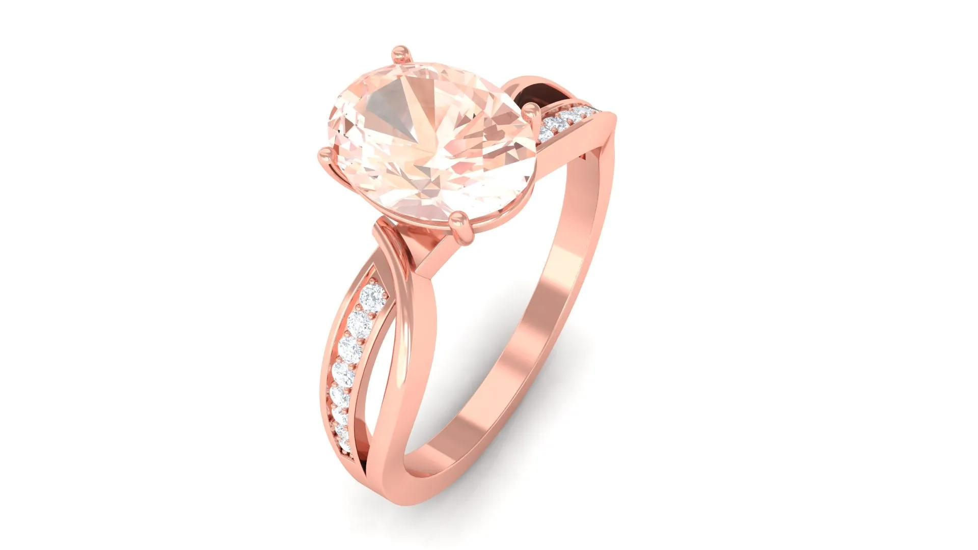 1.25 CT Infinity Shank Morganite Engagement Ring with Diamond