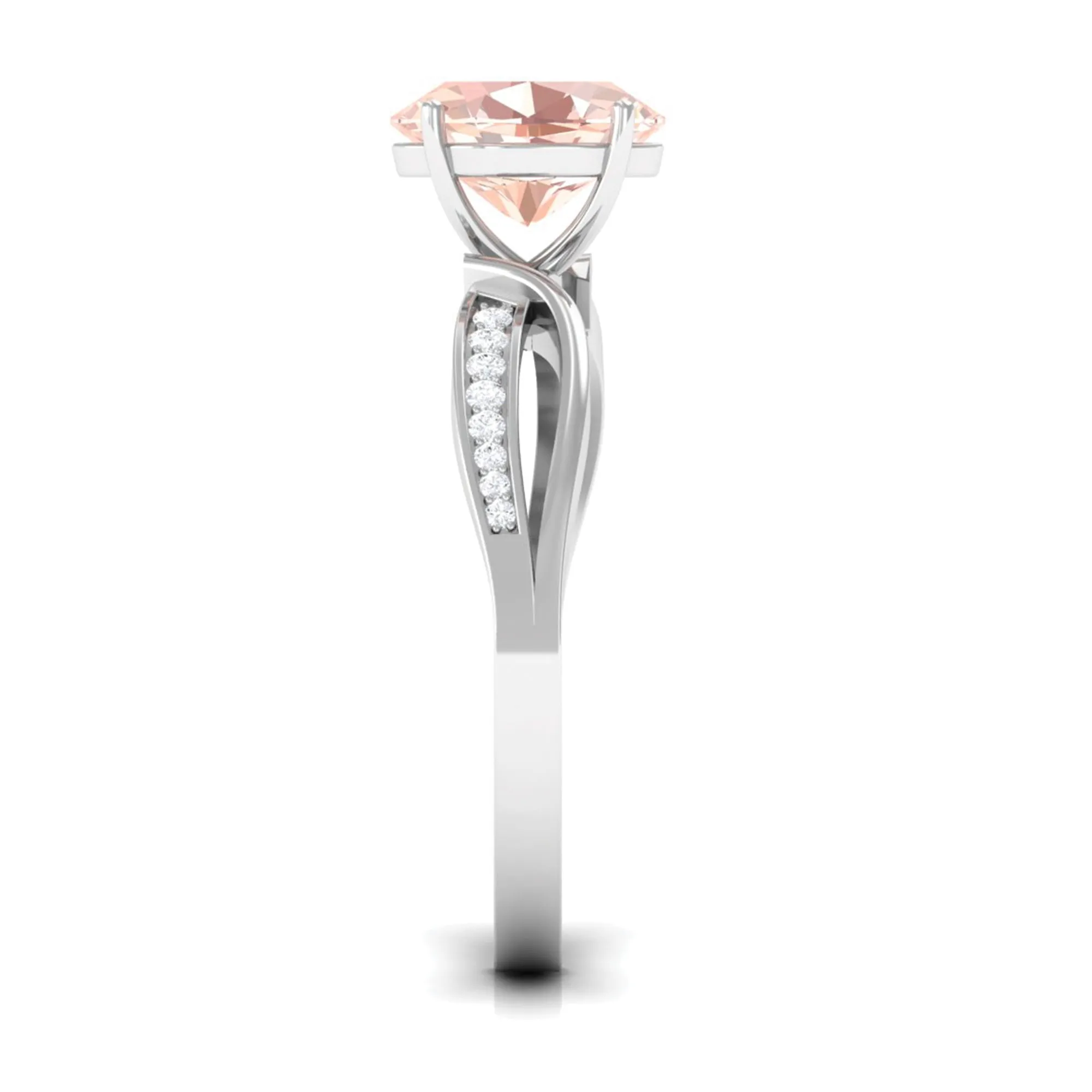 1.25 CT Infinity Shank Morganite Engagement Ring with Diamond