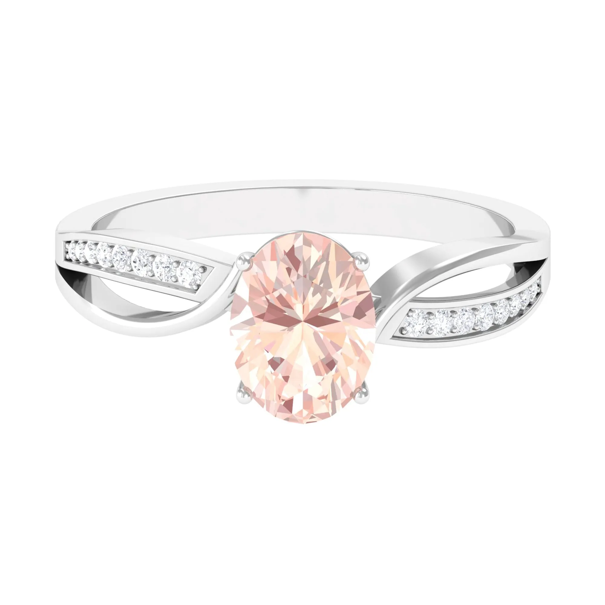 1.25 CT Infinity Shank Morganite Engagement Ring with Diamond