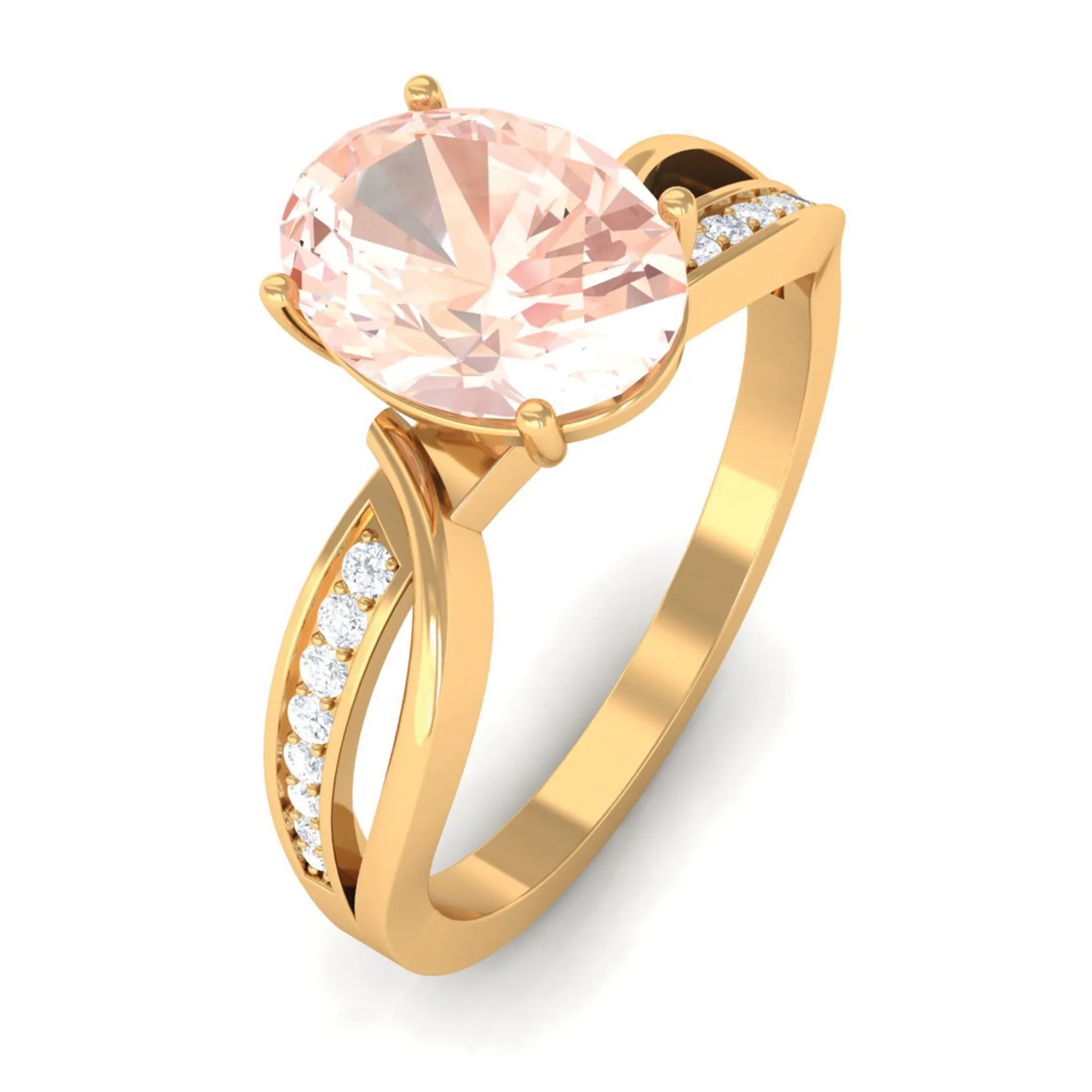1.25 CT Infinity Shank Morganite Engagement Ring with Diamond
