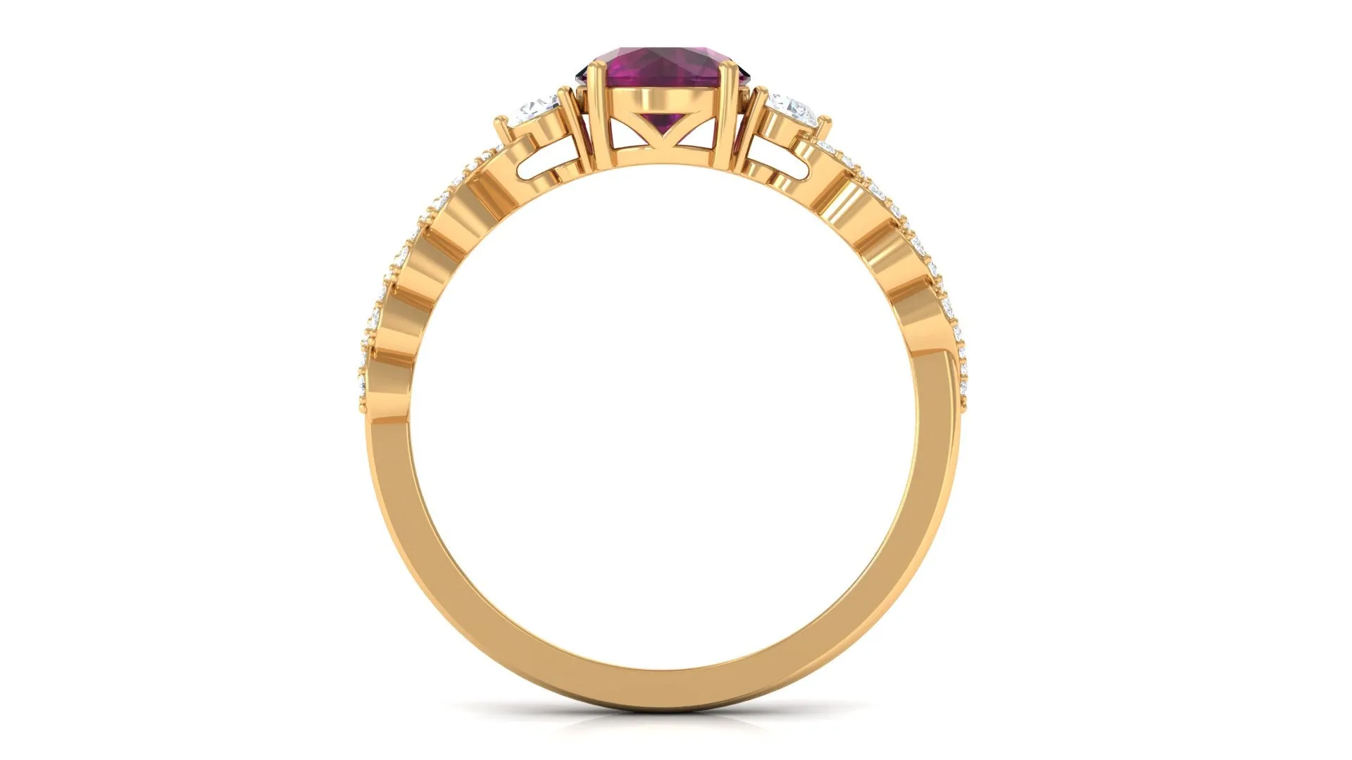 1.25 CT Round Rhodolite Solitaire Engagement Ring with Diamond Accent