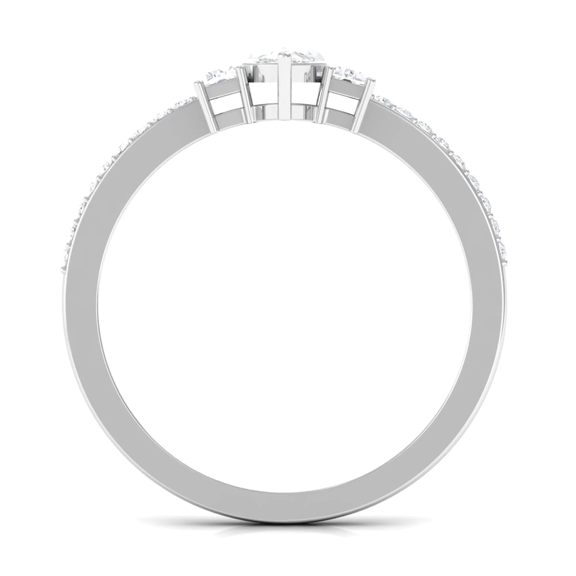 1.25 CT Zircon Three Stone Engagement Ring with Side Stones