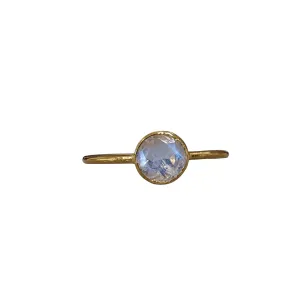 14k Gold Blue Schiller Rainbow Moonstone Ring