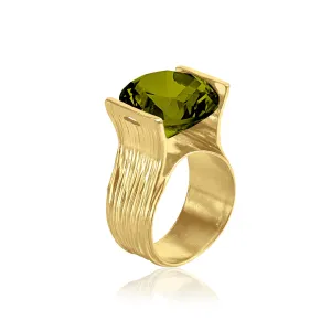 14K Gold Over Sterling Silver Peridot CZ Ring