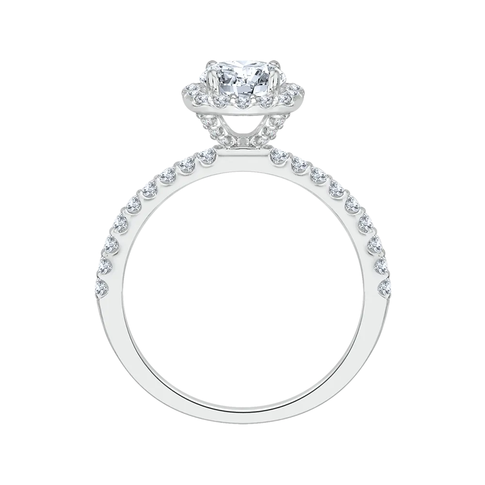 14K White Gold Round Diamond Halo Engagement Ring