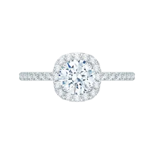 14K White Gold Round Diamond Halo Engagement Ring