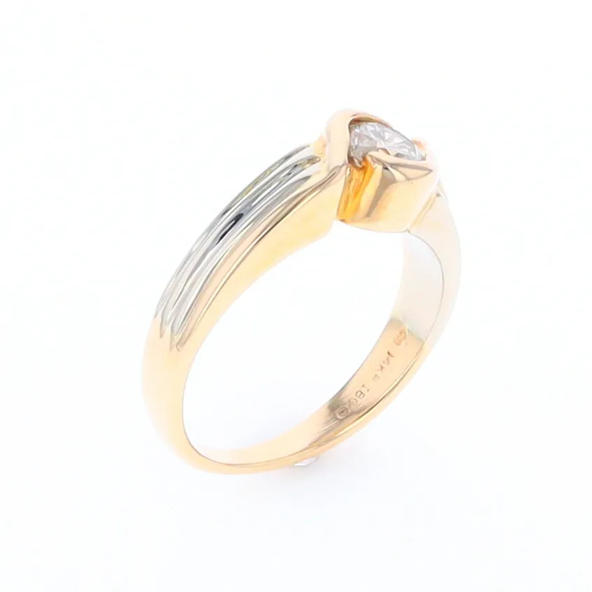 14Kt White & Yellow Gold Diamond Ribbed Bypass Ring