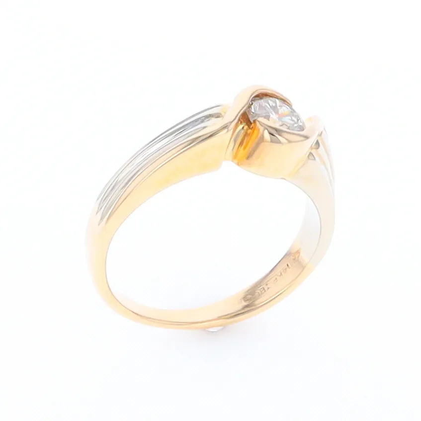 14Kt White & Yellow Gold Diamond Ribbed Bypass Ring
