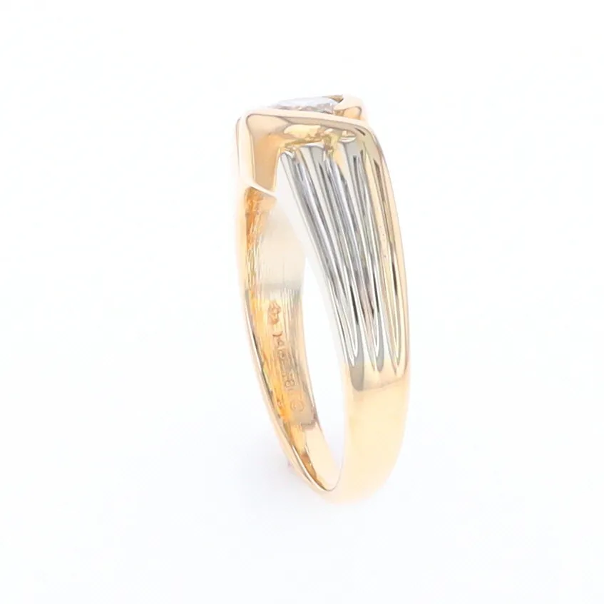 14Kt White & Yellow Gold Diamond Ribbed Bypass Ring