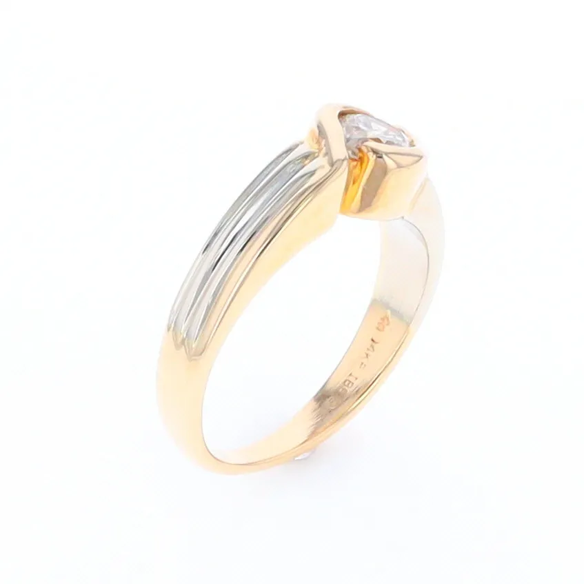 14Kt White & Yellow Gold Diamond Ribbed Bypass Ring