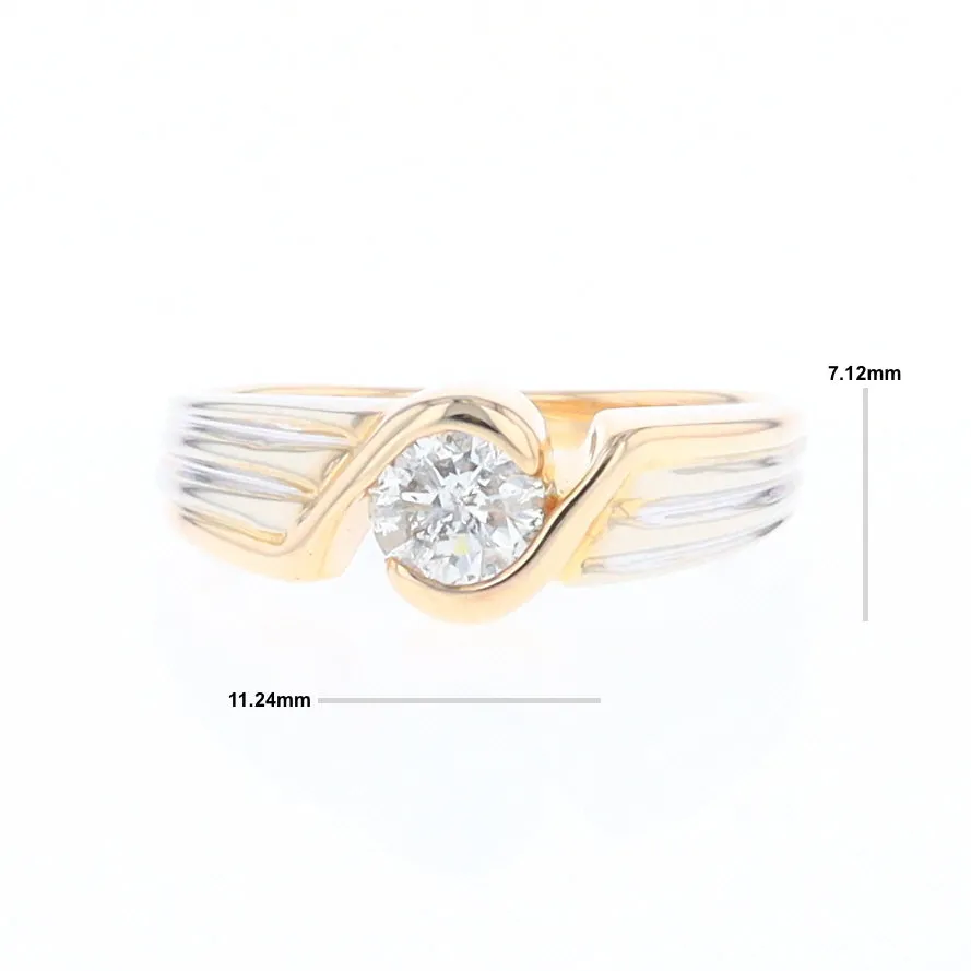 14Kt White & Yellow Gold Diamond Ribbed Bypass Ring