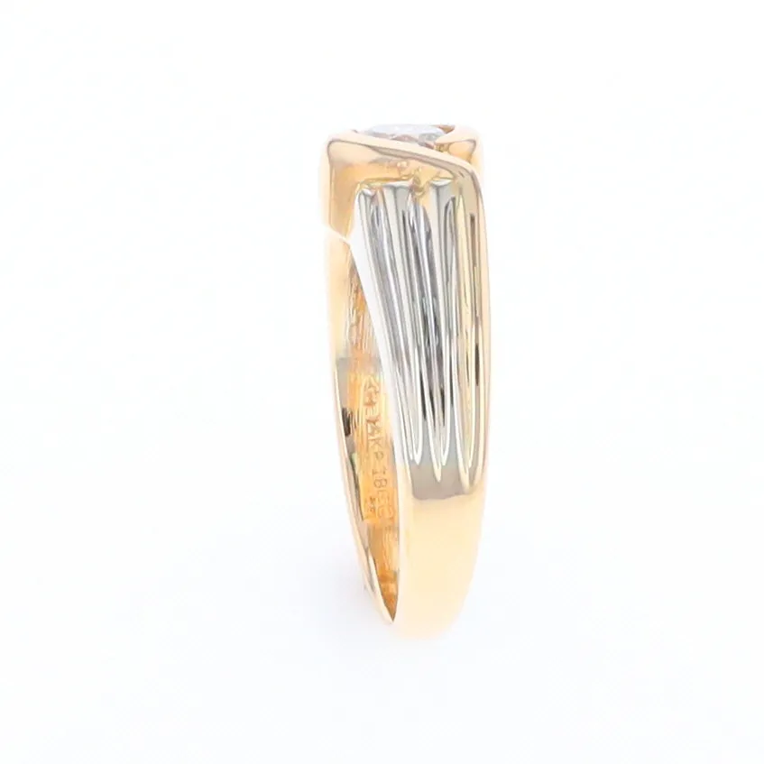 14Kt White & Yellow Gold Diamond Ribbed Bypass Ring