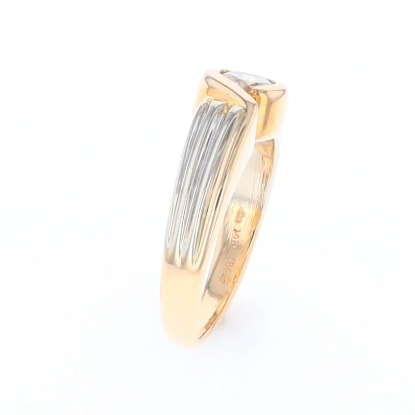 14Kt White & Yellow Gold Diamond Ribbed Bypass Ring