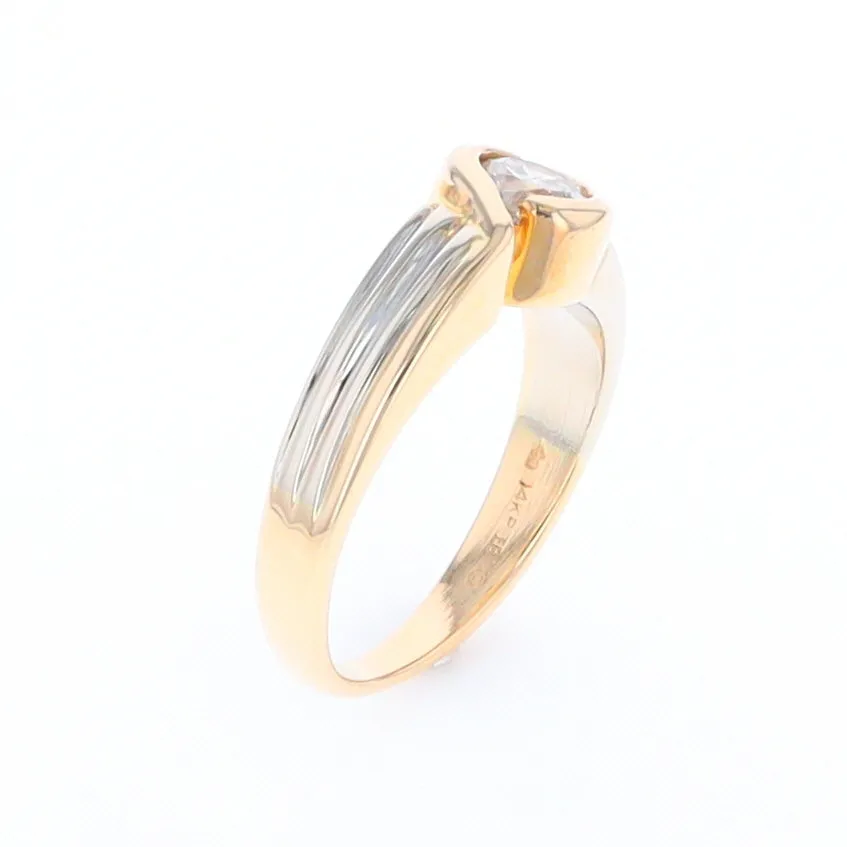14Kt White & Yellow Gold Diamond Ribbed Bypass Ring