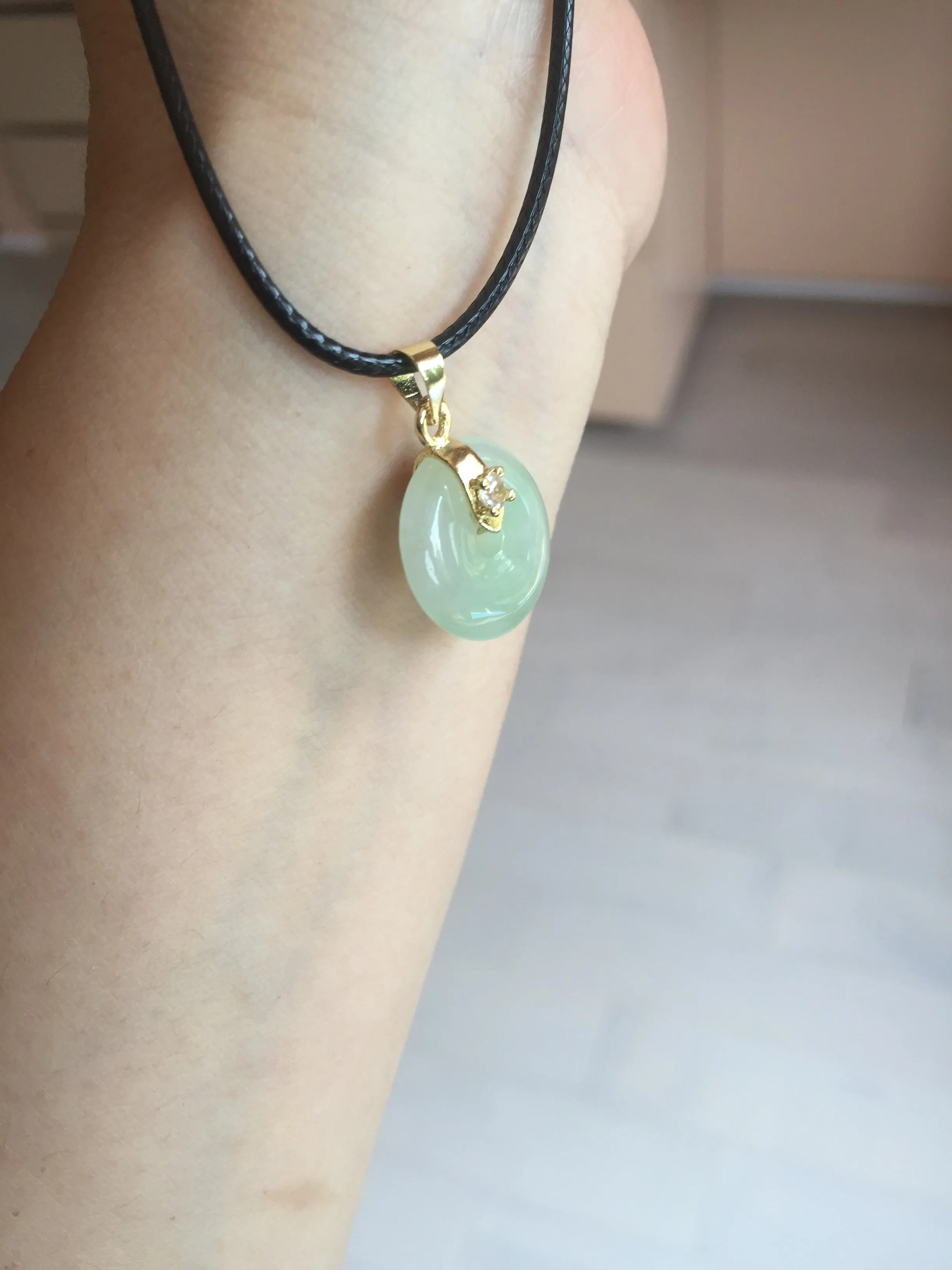 15-17mm Type A 100% Natural icy watery light green yellow white clear Jadeite Jade Safety Guardian Button donut Pendant group AF97