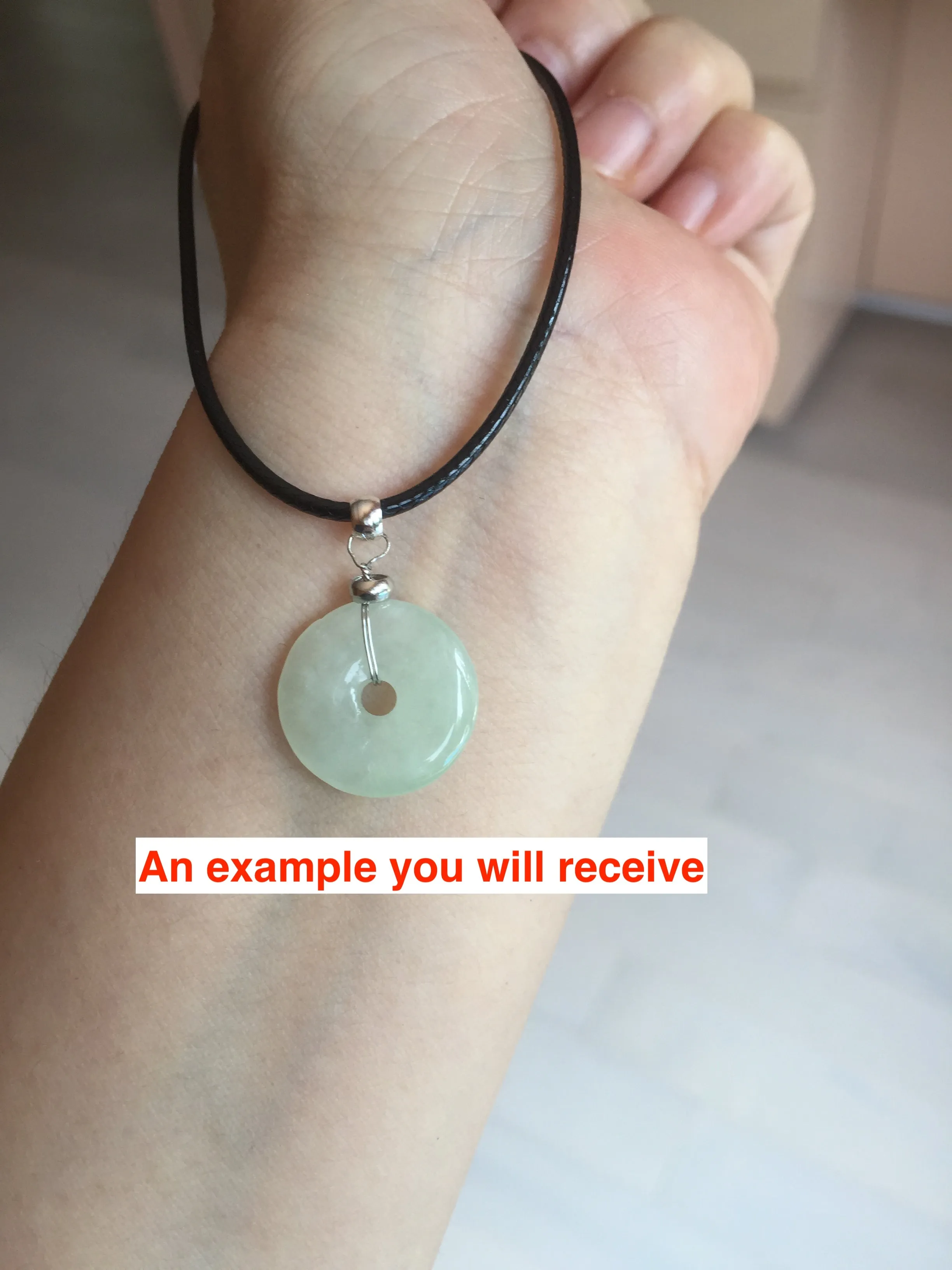 15-17mm Type A 100% Natural icy watery light green yellow white clear Jadeite Jade Safety Guardian Button donut Pendant group AF97